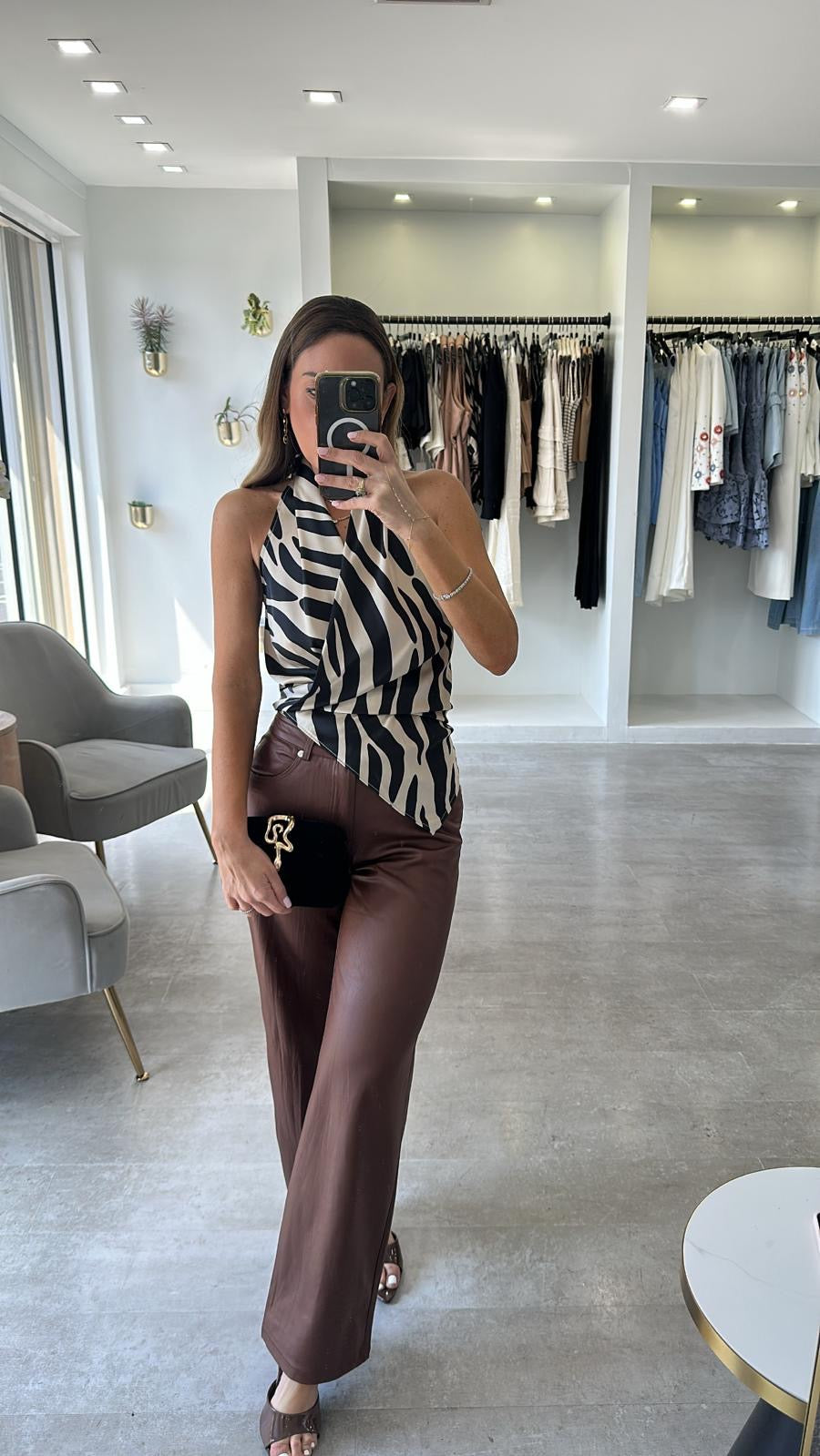 MOCHA WAX PANTS