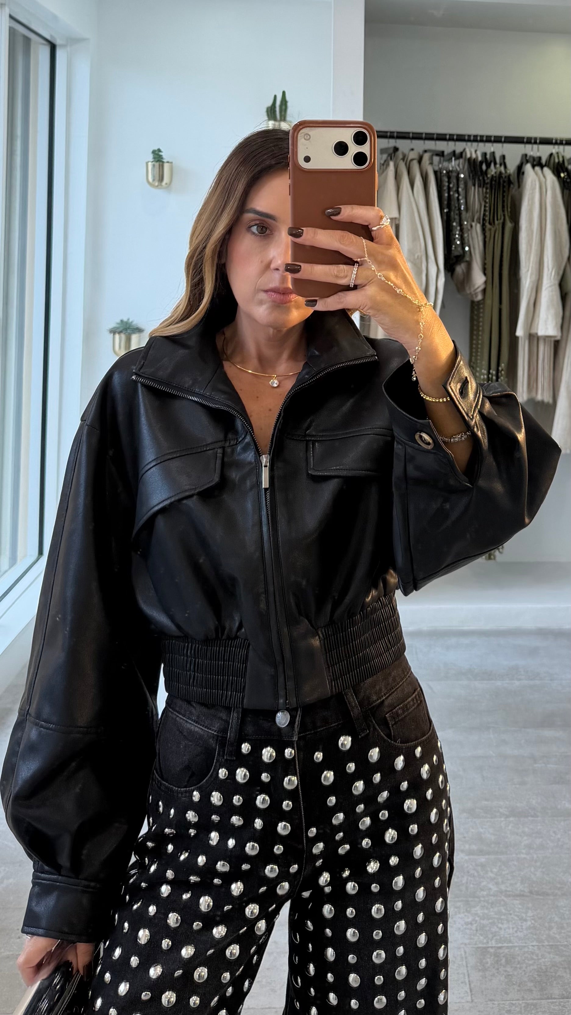 LUX BLACK VEGAN BOMBER