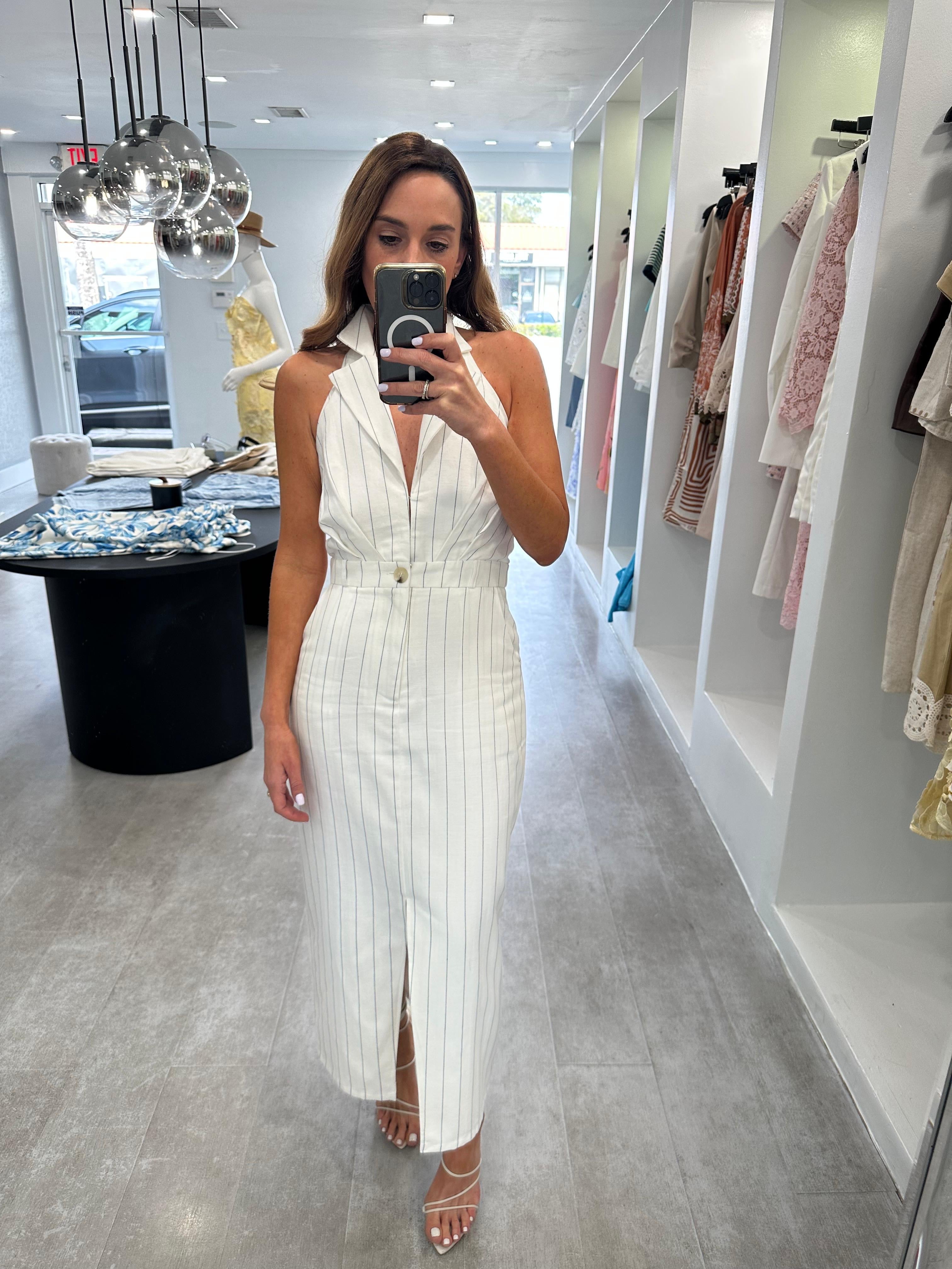 STRIPED TUXEDO DRESS