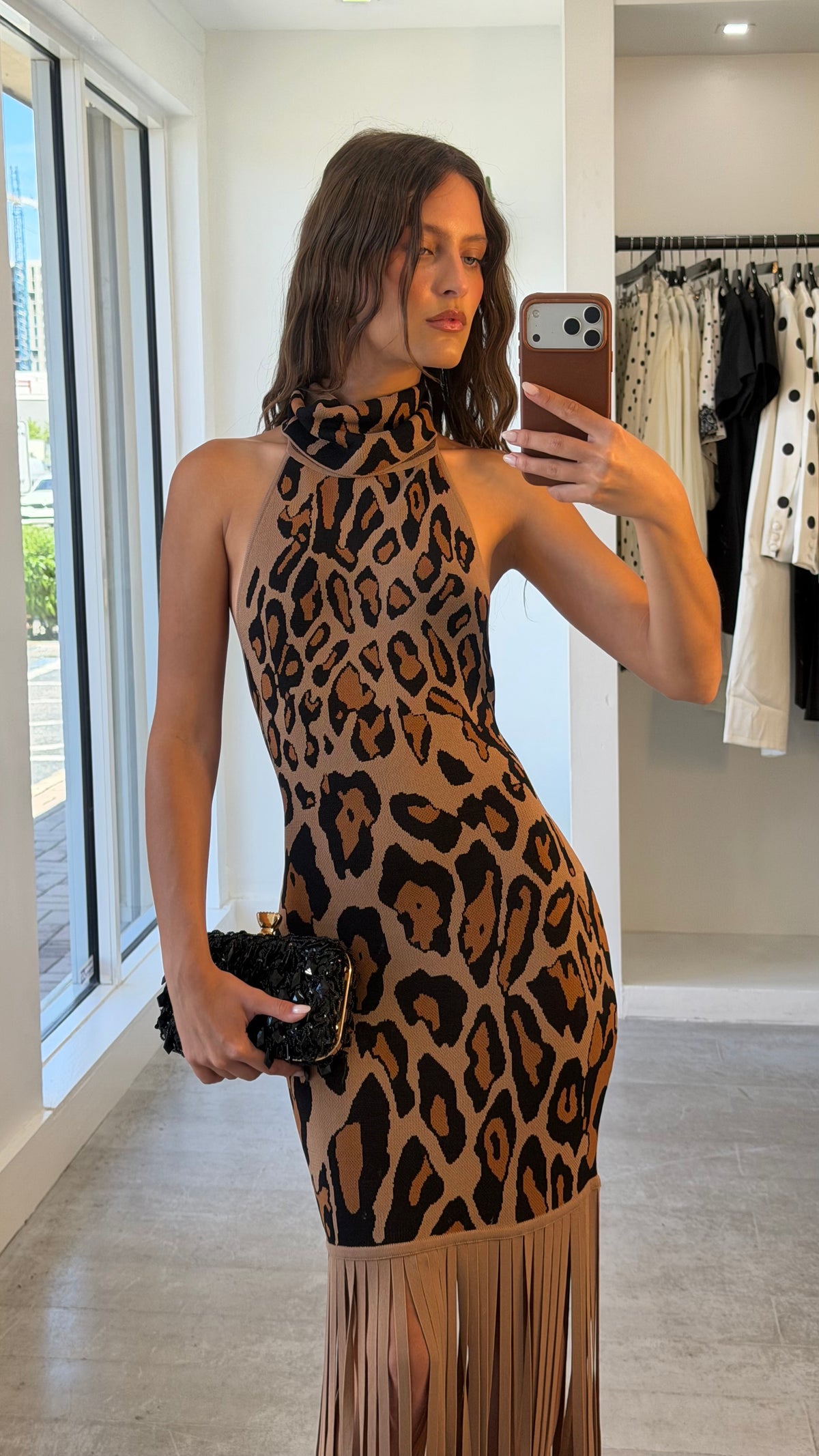 CHEETAH FRINGE DRESS