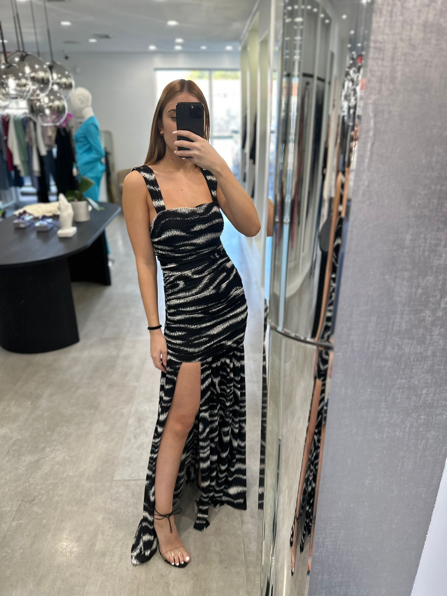 ZEBRA RUCHED DRESS