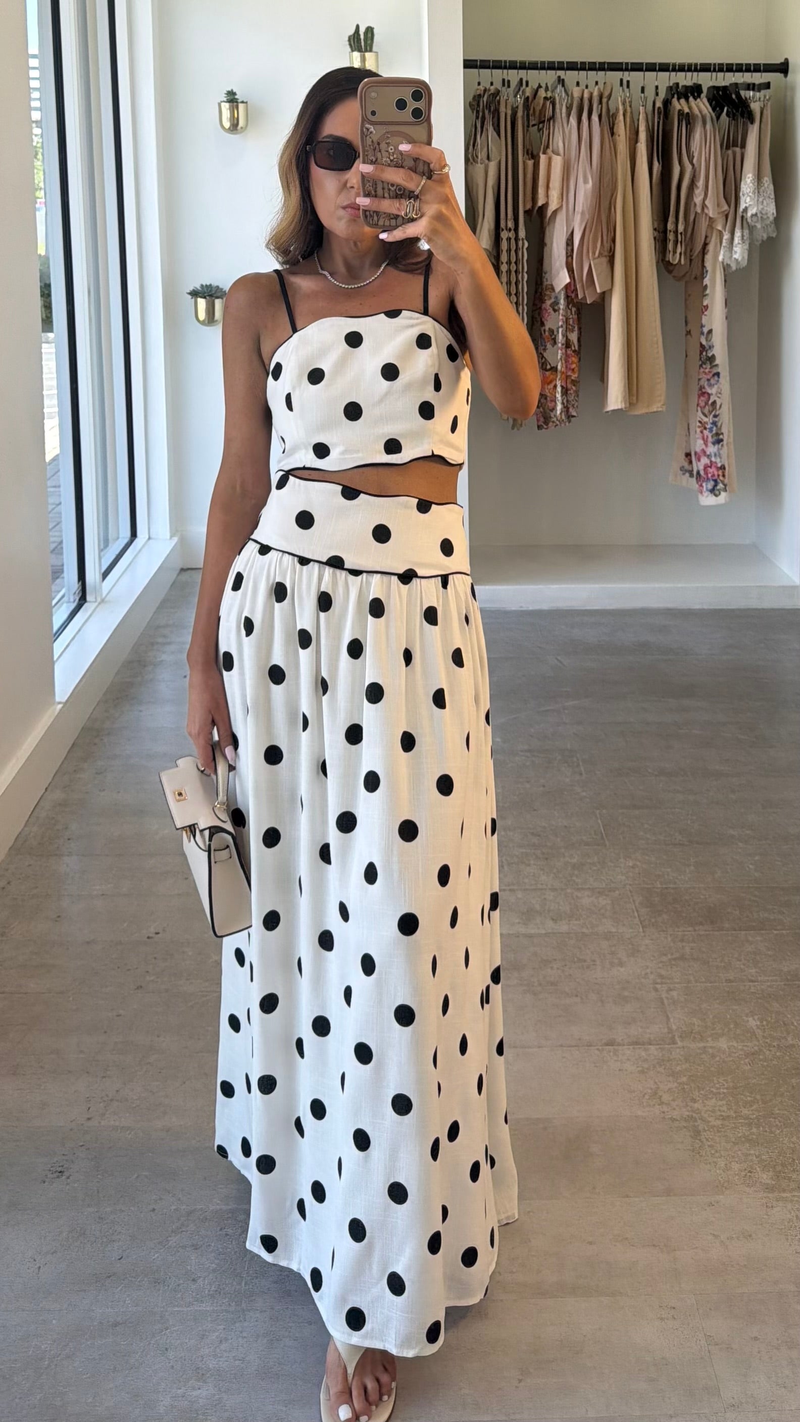 POLKA DOT CAMI MIDI SET