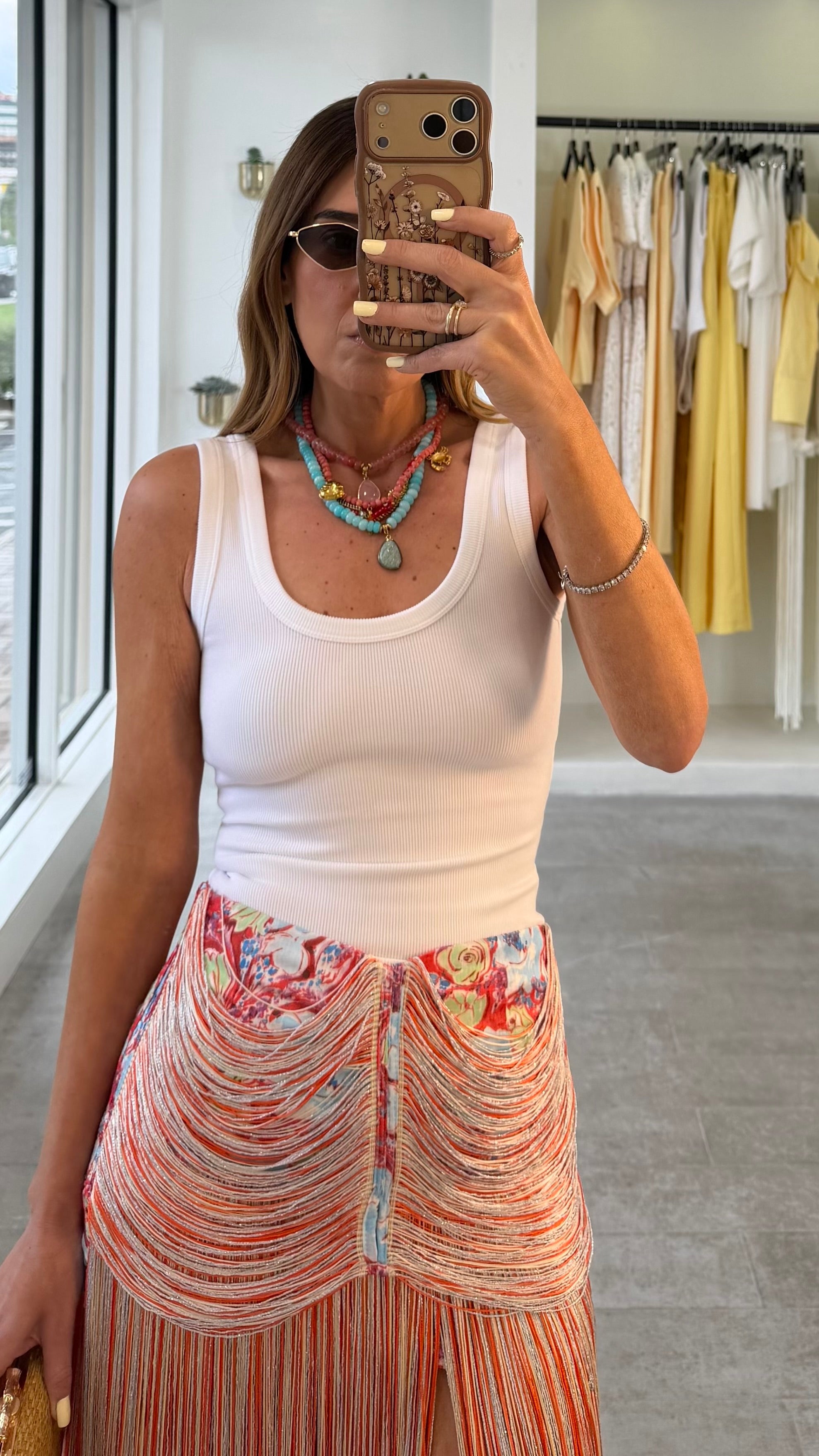 SUNSET DRIP FRINGE SKIRT