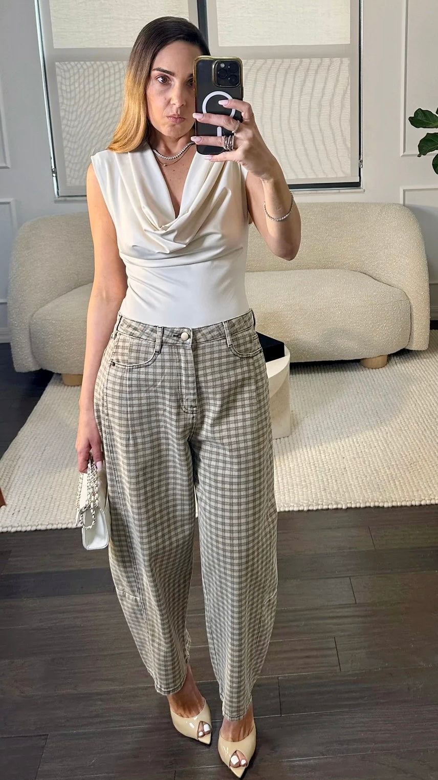The Plaid Barrel Pant