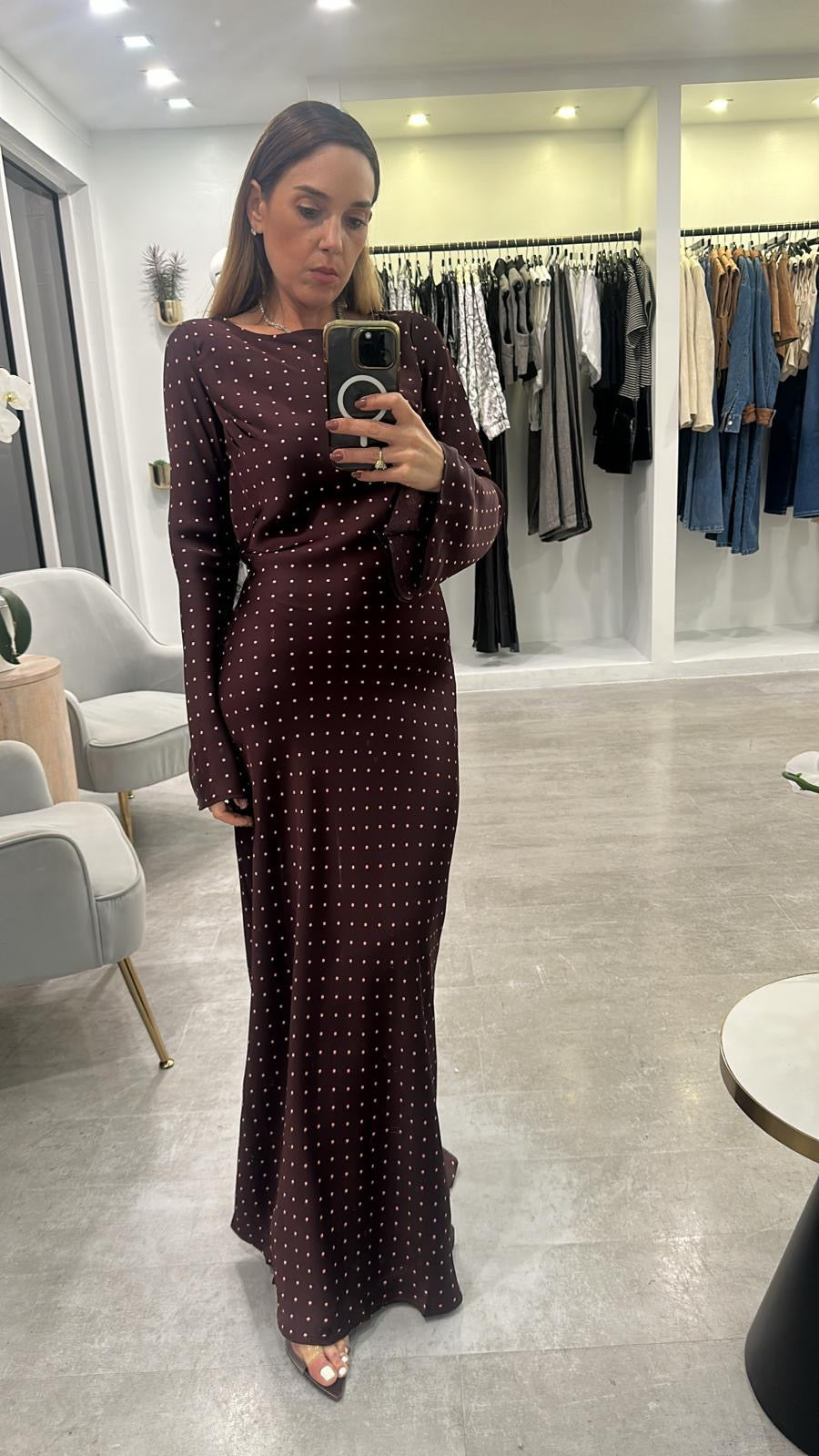 BURGY POLKA SILK MAXI