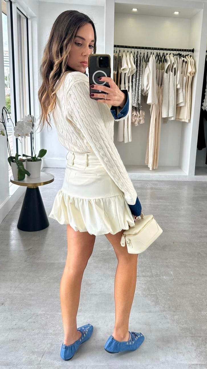 IVORY DENIM CARDIGAN