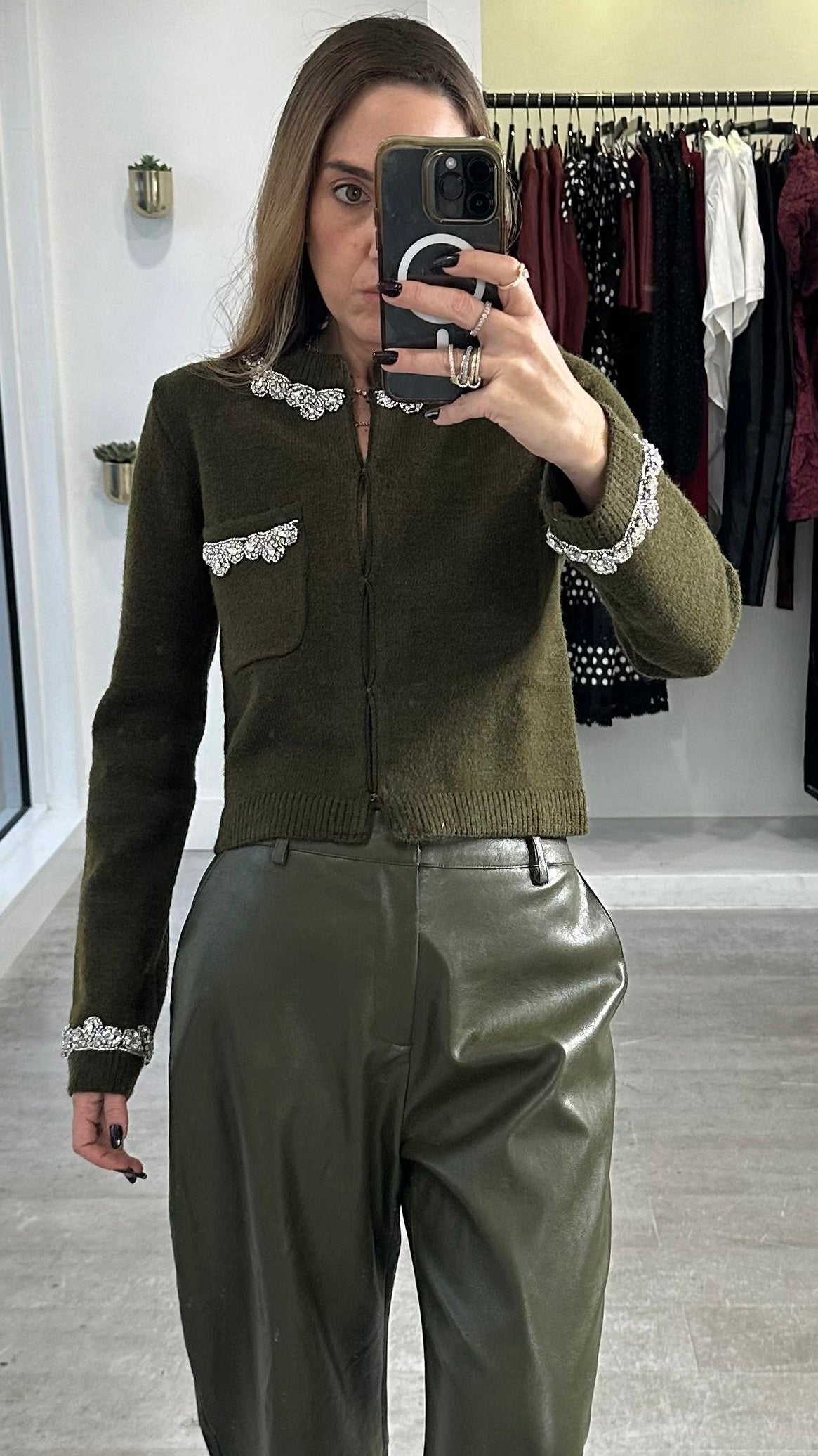 OLIVIA CRYSTAL CARDI TOP