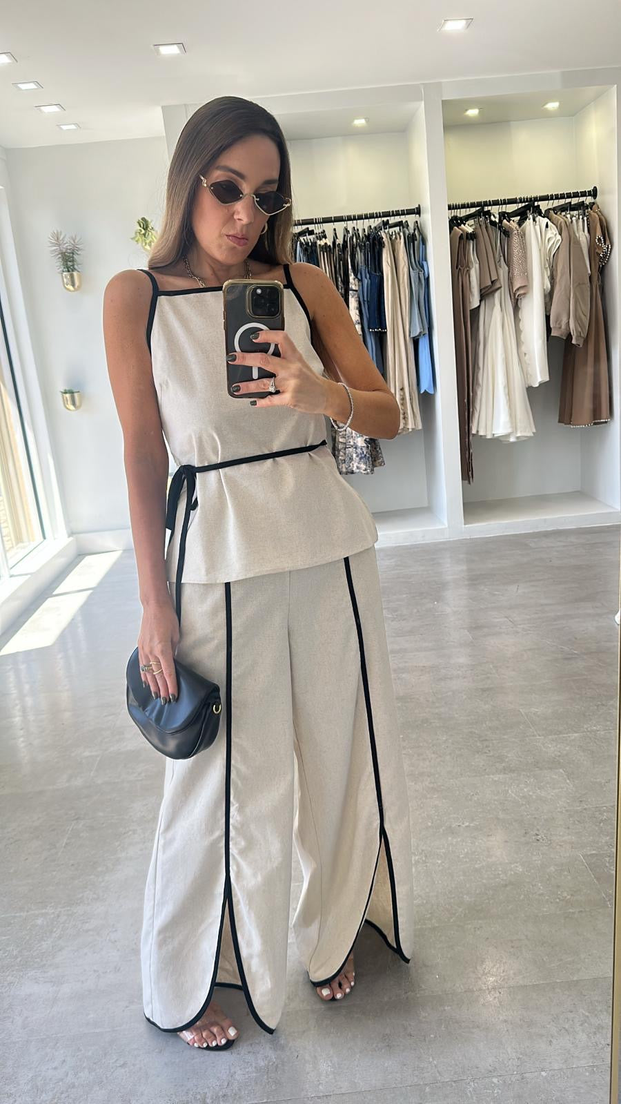 TWO TONE LINEN SET