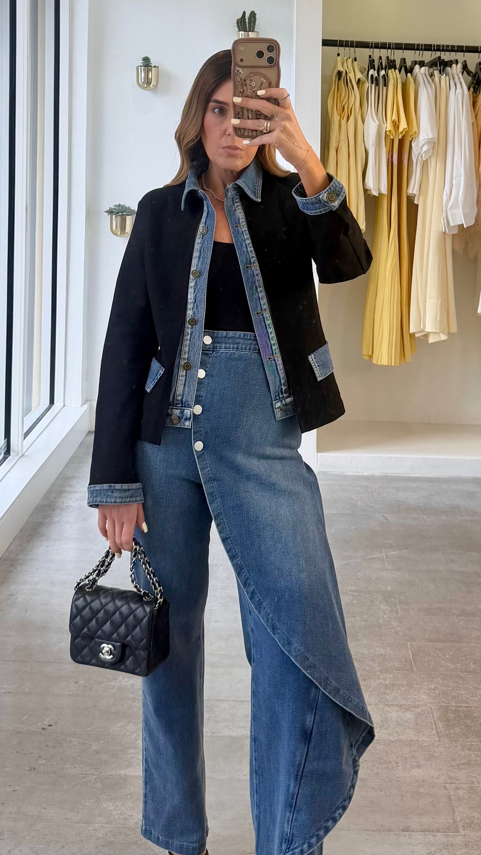 DENIM BLACK KNIT JACKET