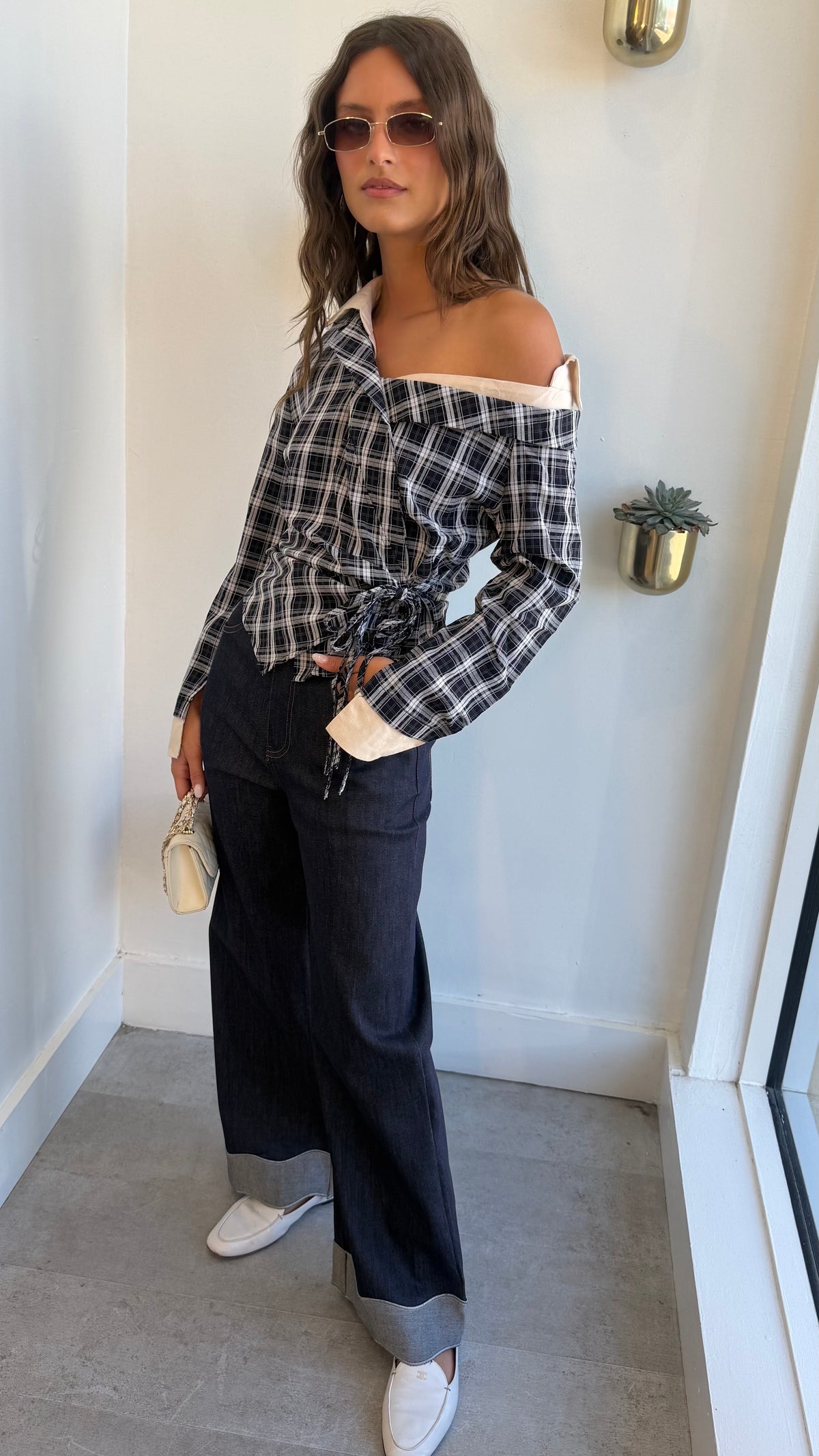 TWISTED PLAID TOP