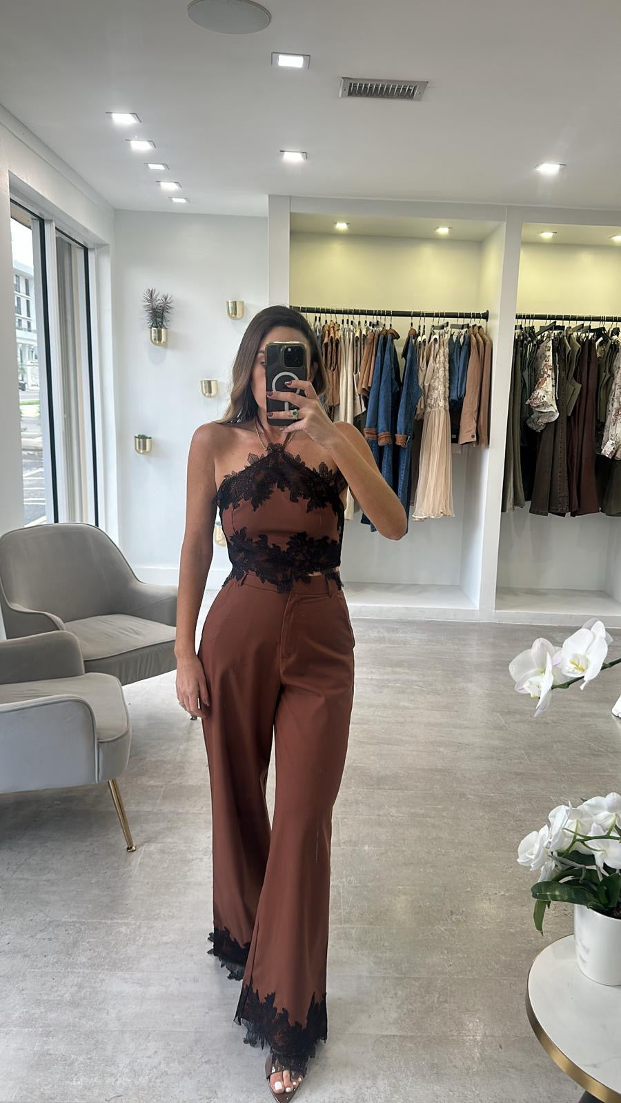 BROWN LACE TRIM SET