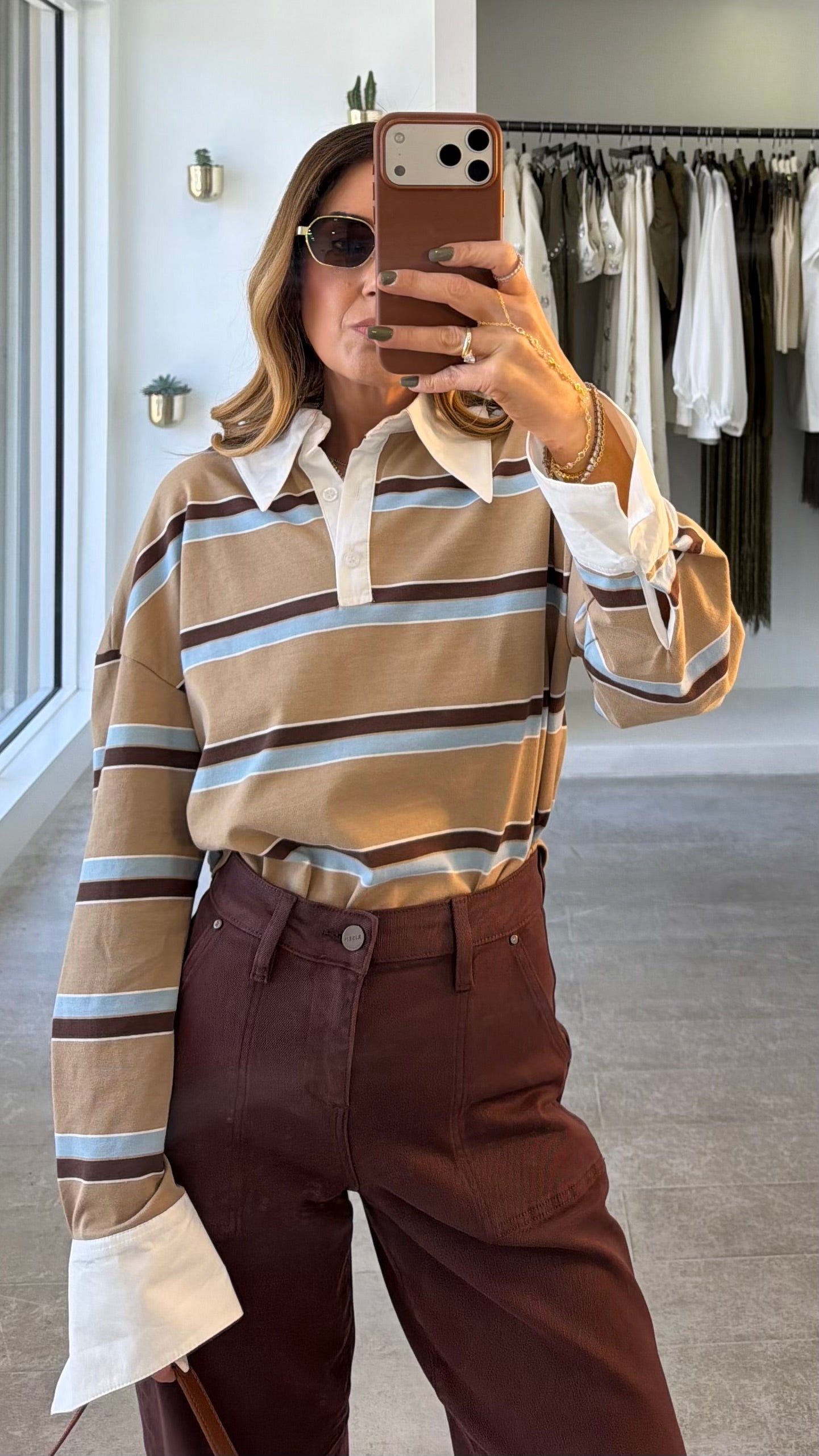 BEIGE MULTI STRIPED POLO