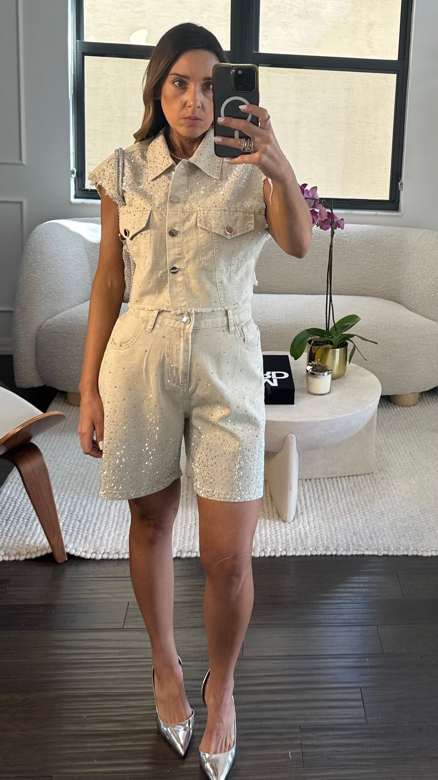 SHINY BONE BERMUDA SET