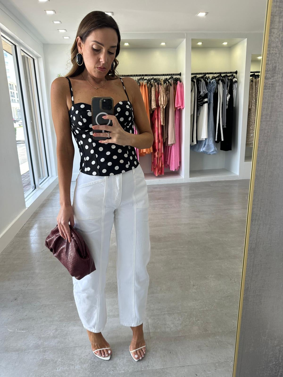 WHITE BARREL JEANS