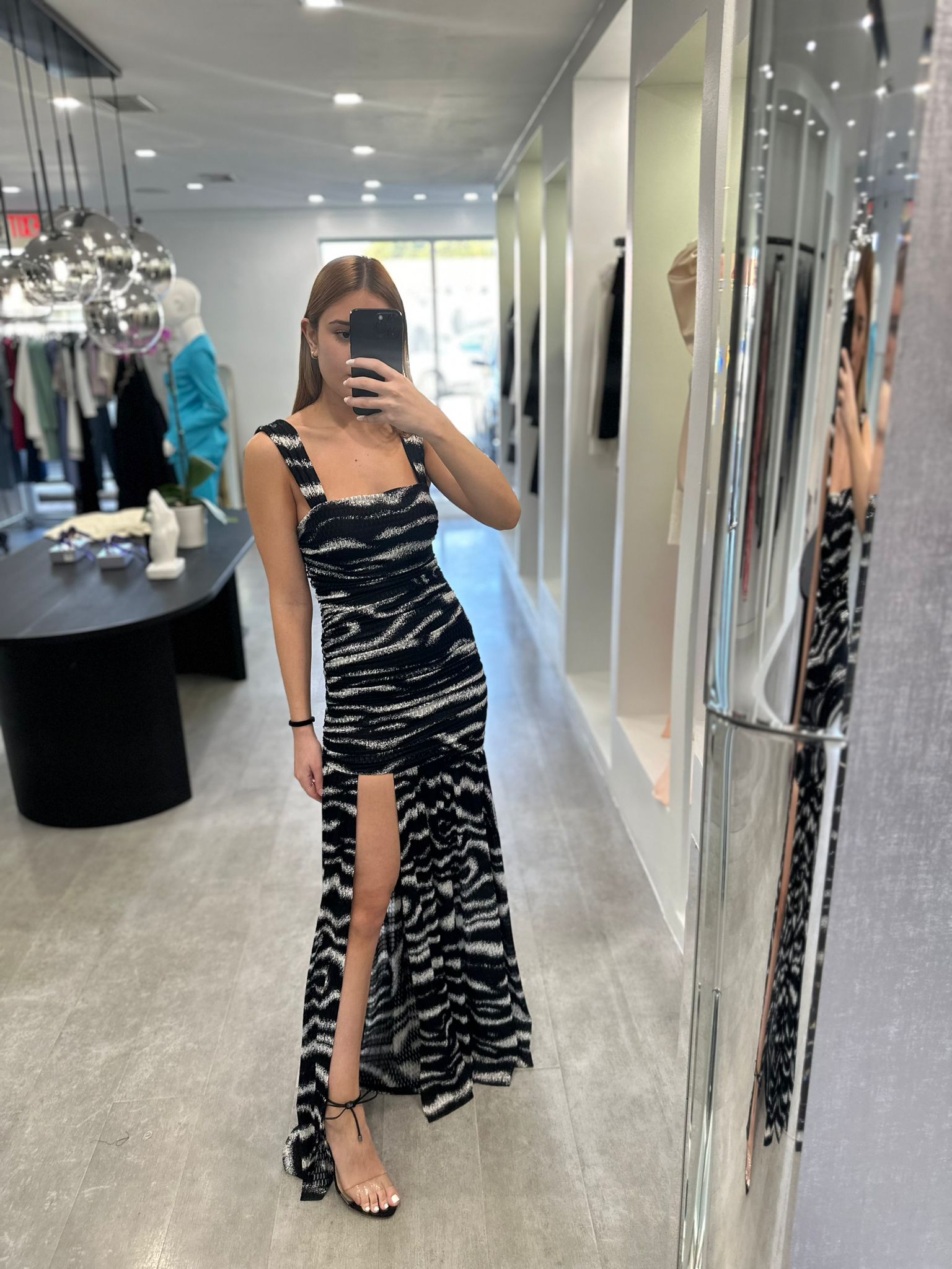 ZEBRA RUCHED DRESS