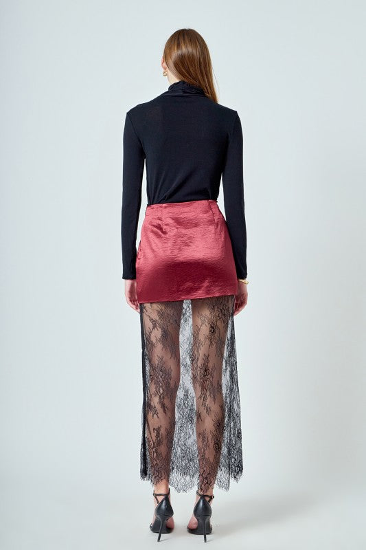 SATIN BURGY MAXI SKIRT