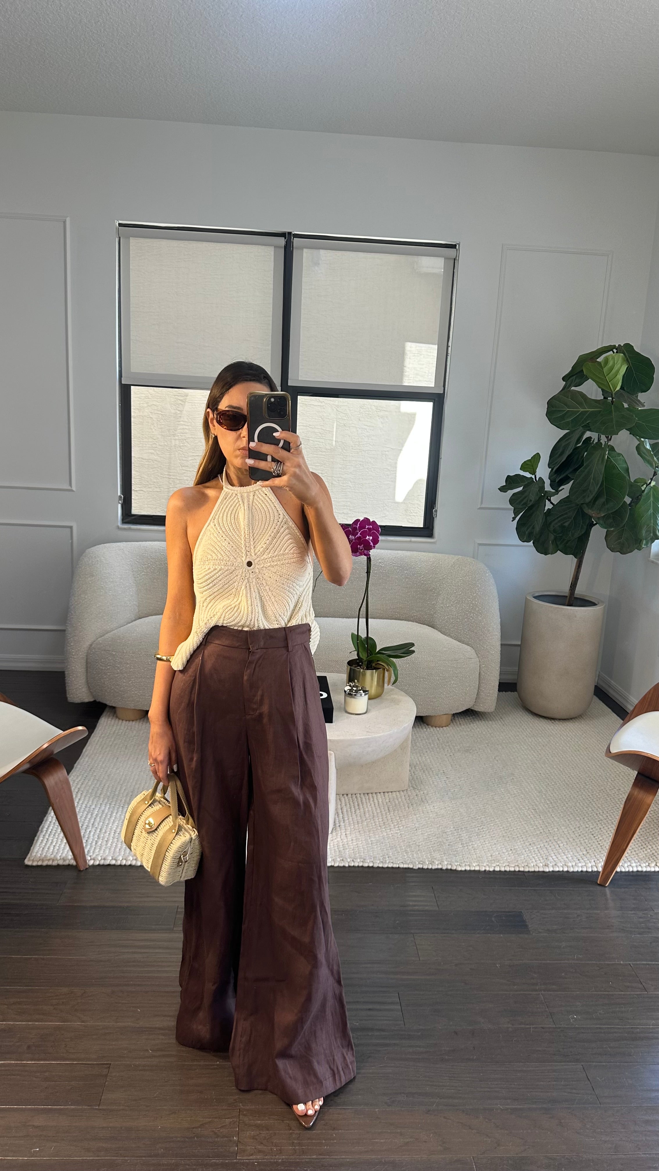 CHOCOLATE LINEN TROUSERS