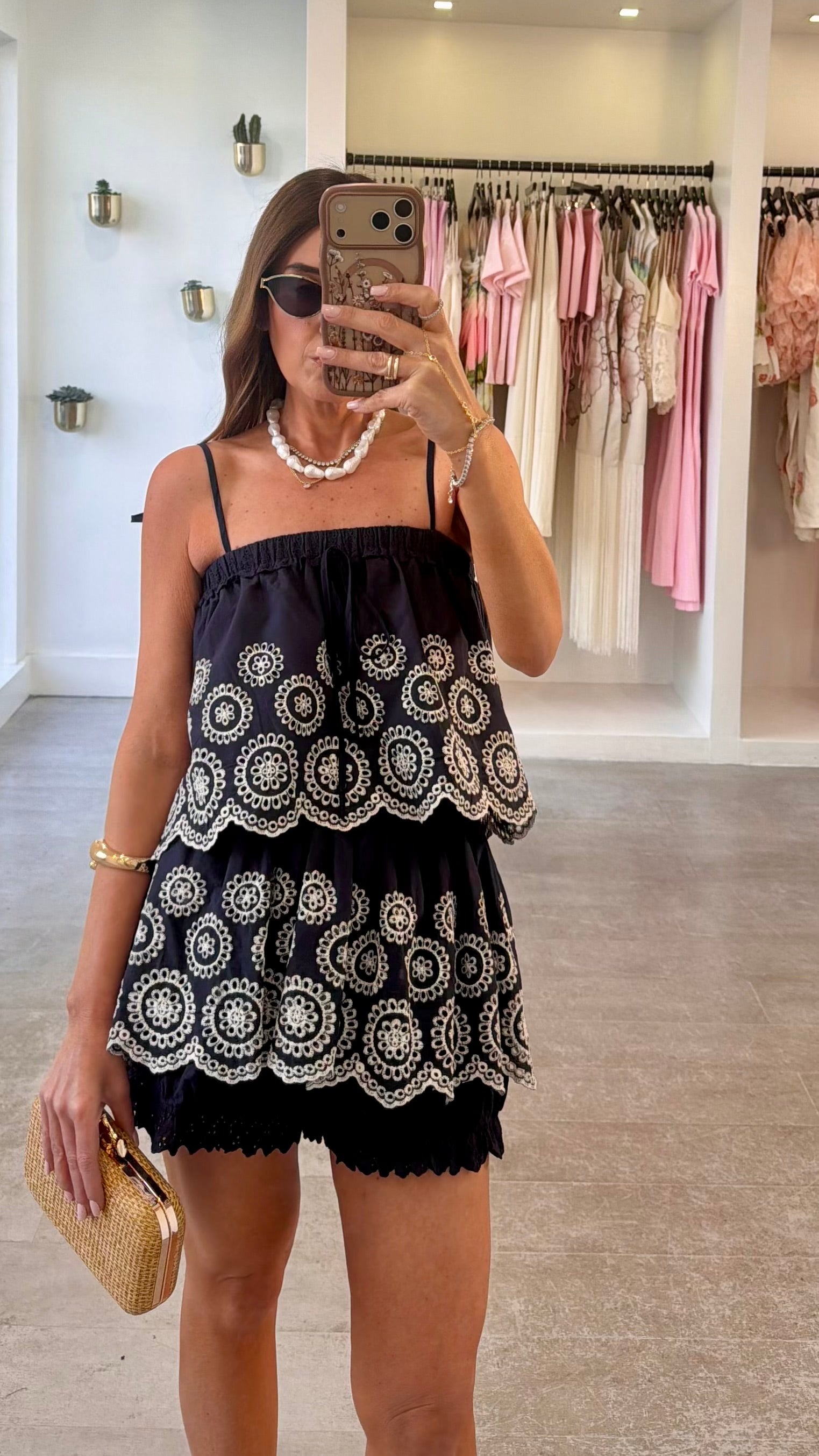 NAVY CROCHET SKIRT SET