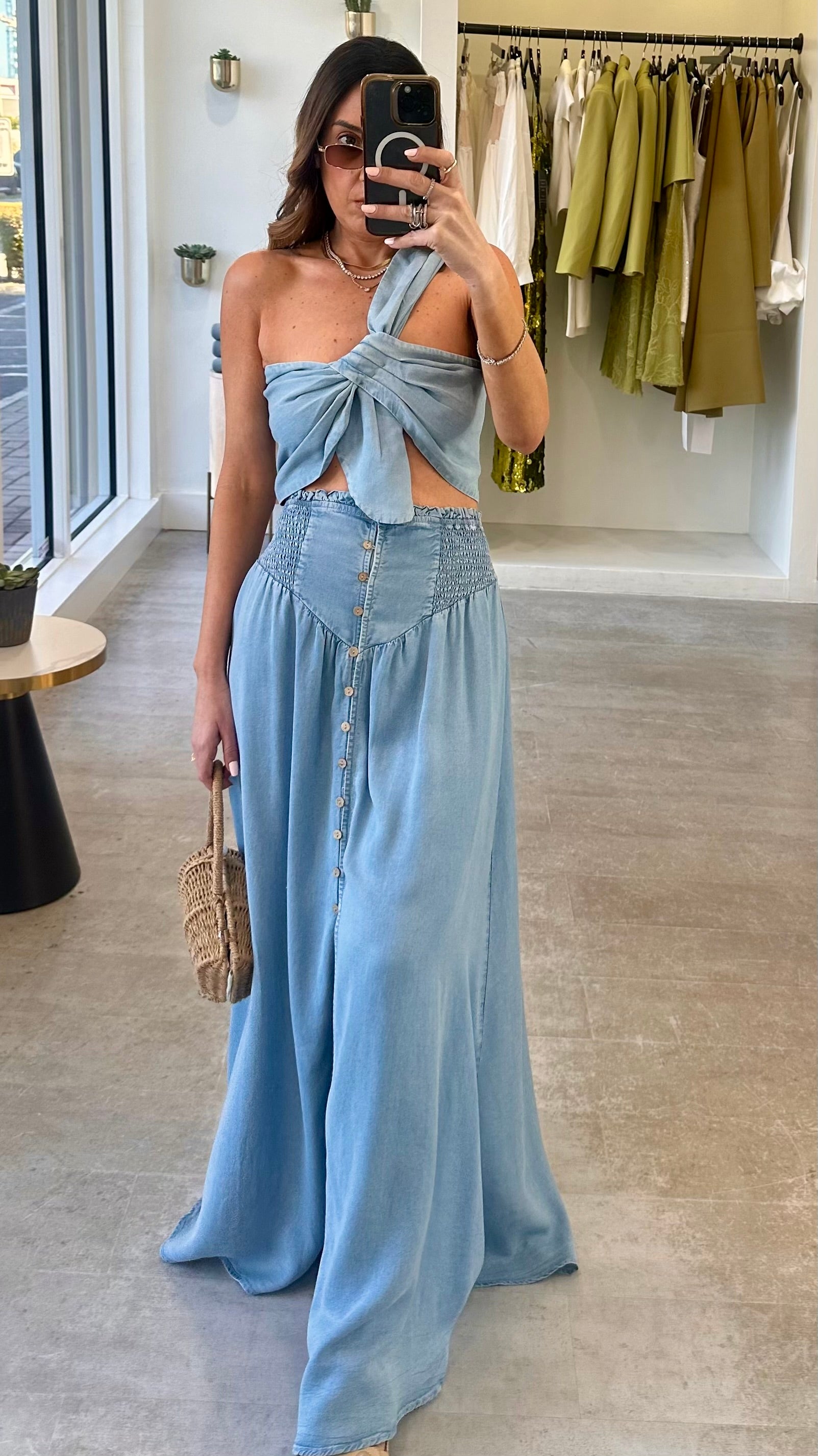 DENIM KNOT SKIRT SET