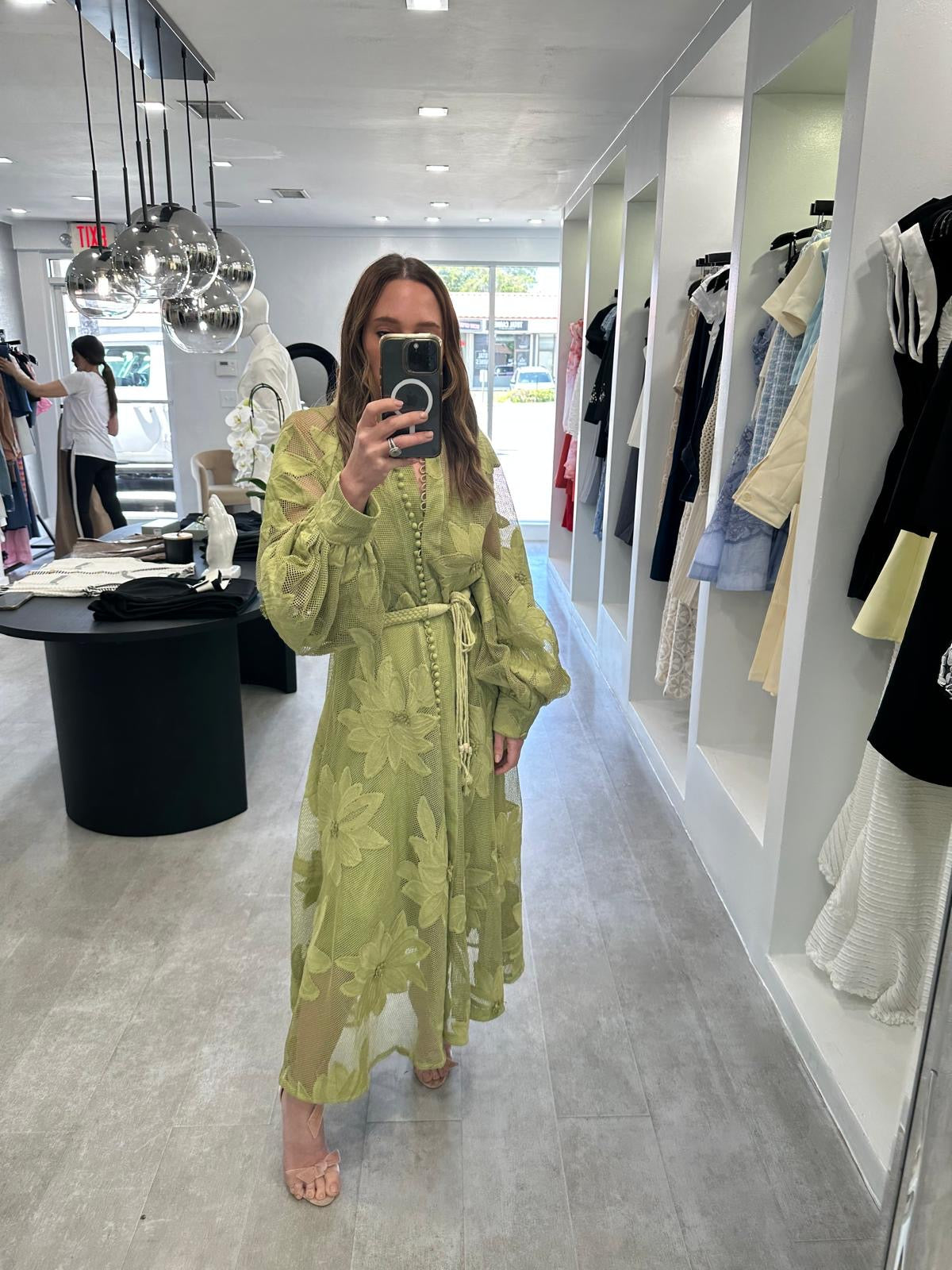 LIME TEXTURED DRESS