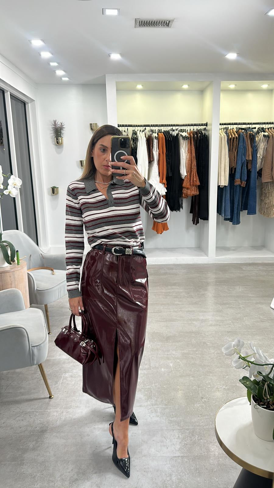 BURGY PATENT SKIRT