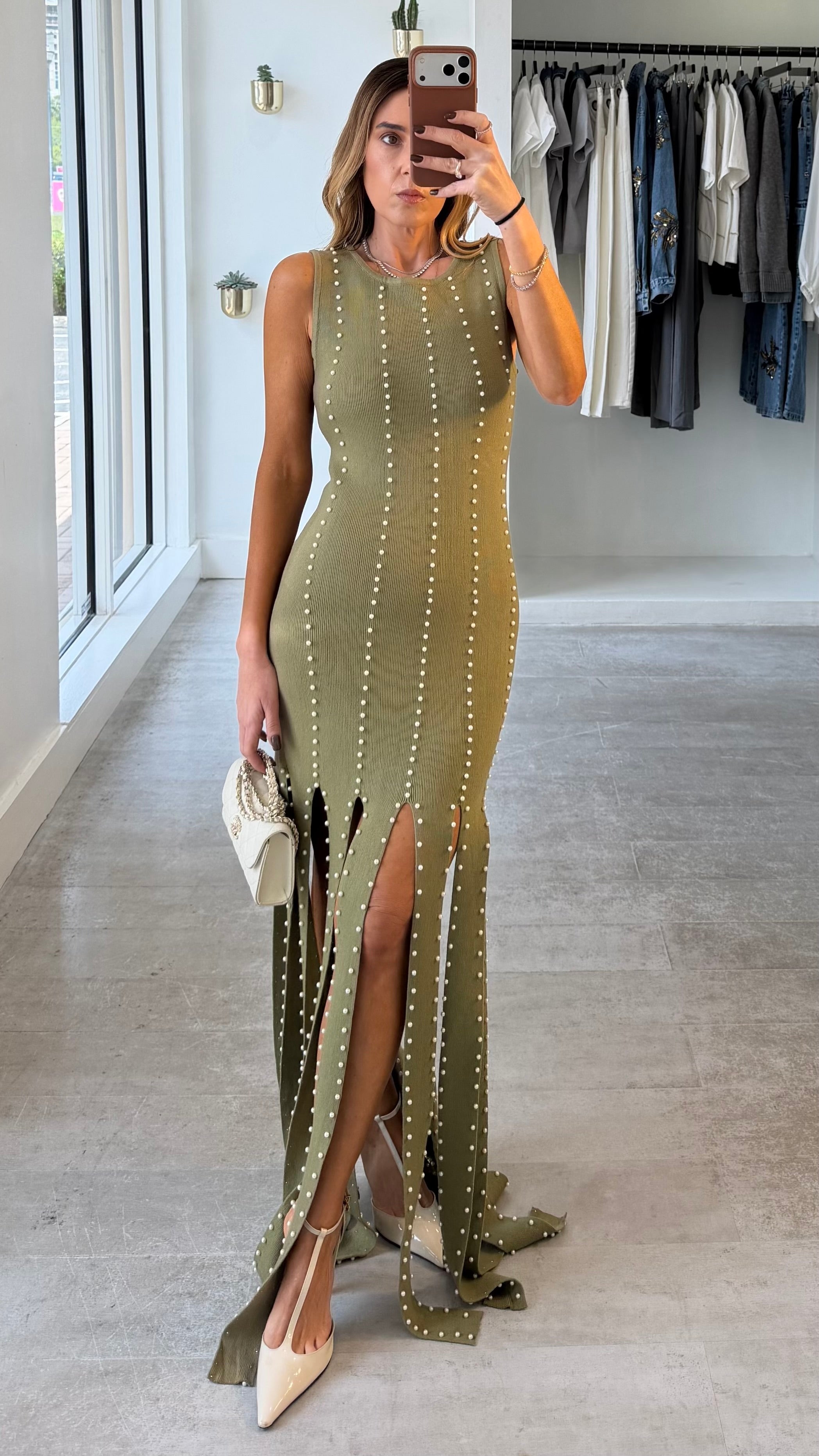 OLIVE DRIP DRESS
