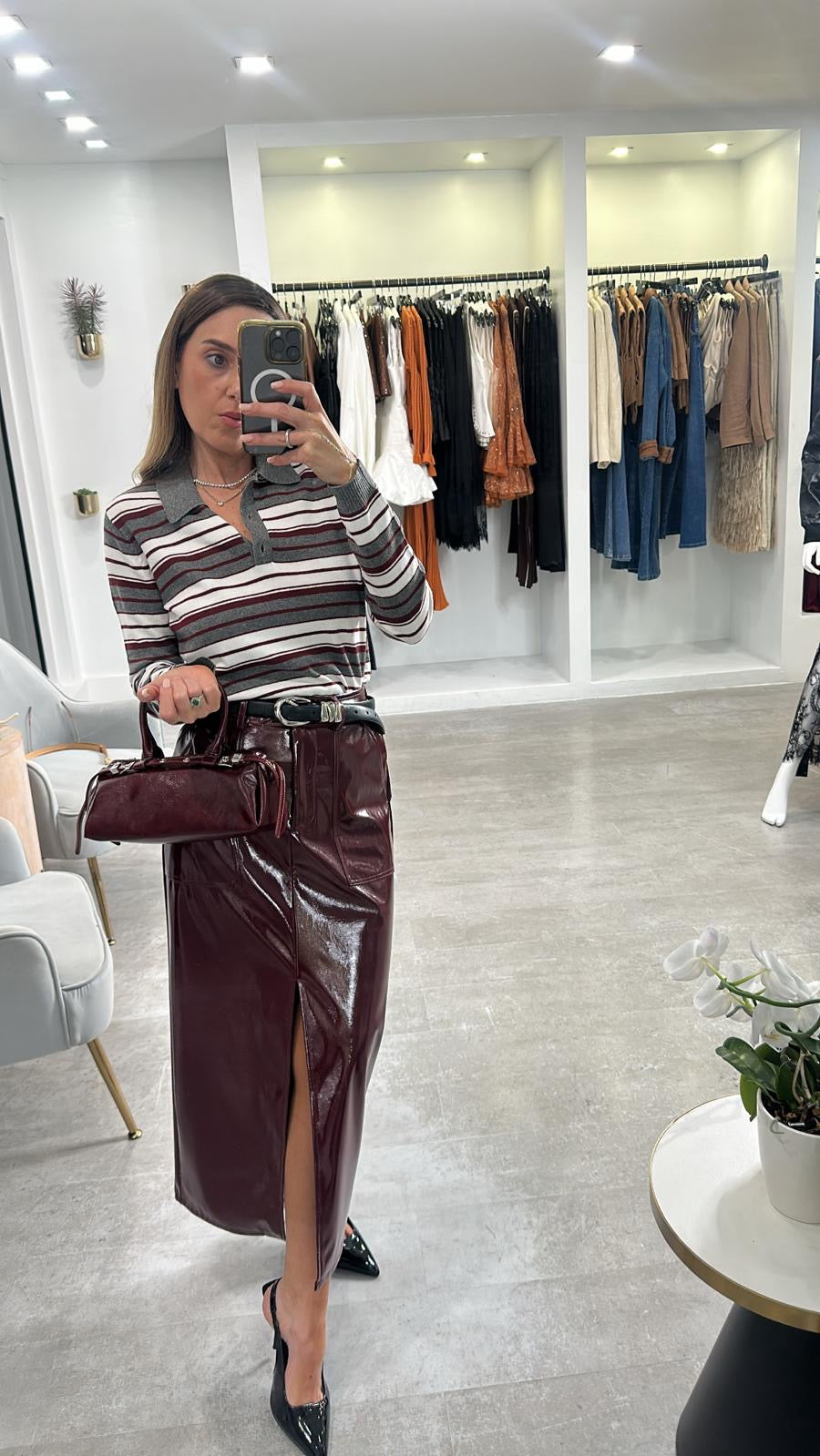 BURGY PATENT SKIRT