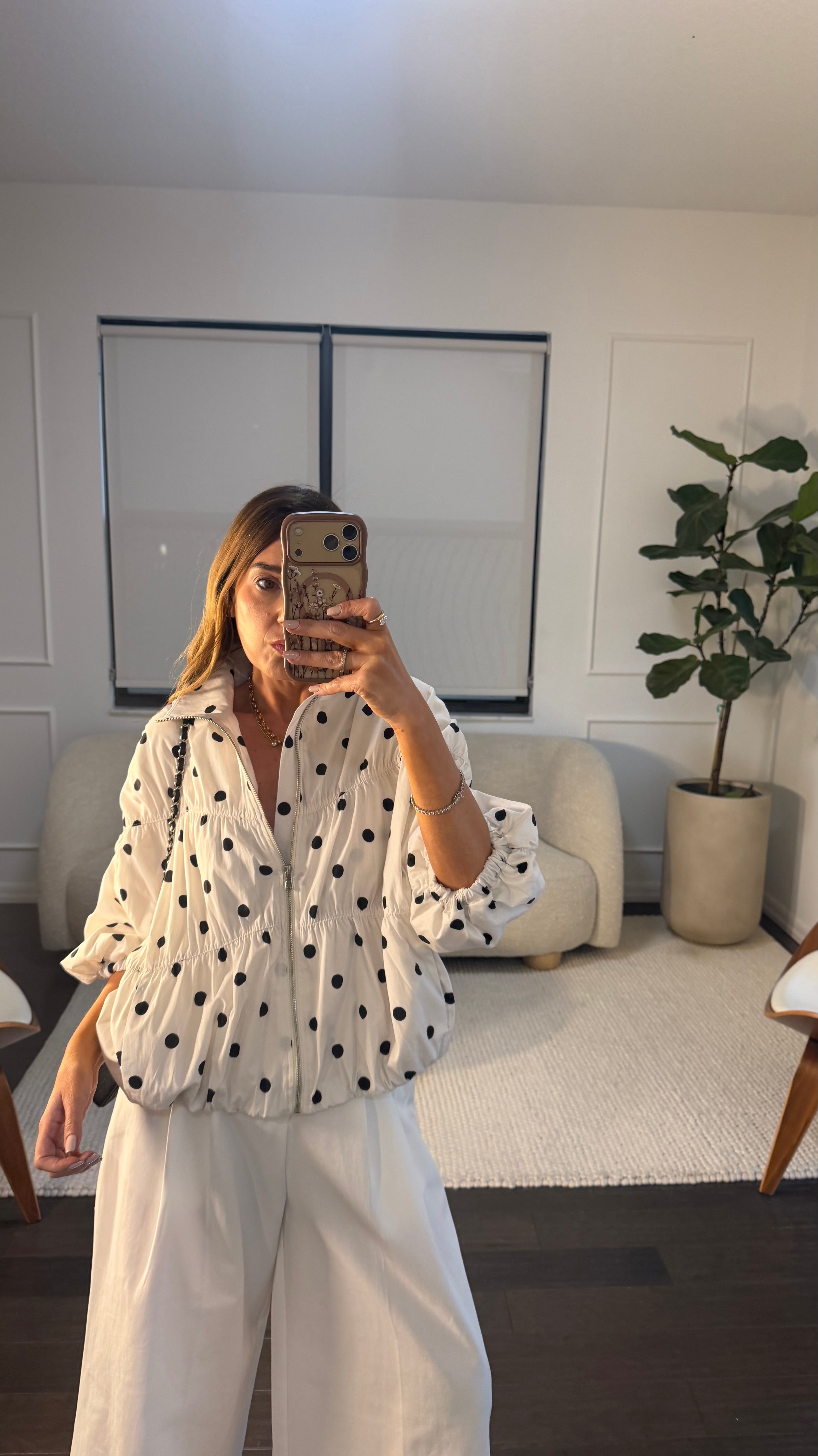 WHITE POLKA BUBBLE JACKET