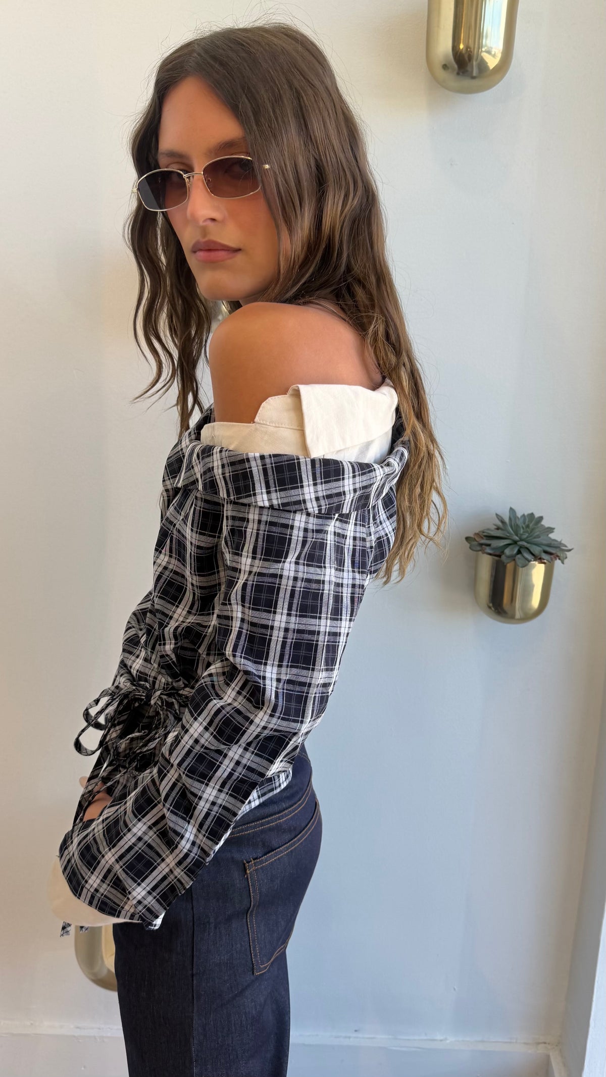 TWISTED PLAID TOP