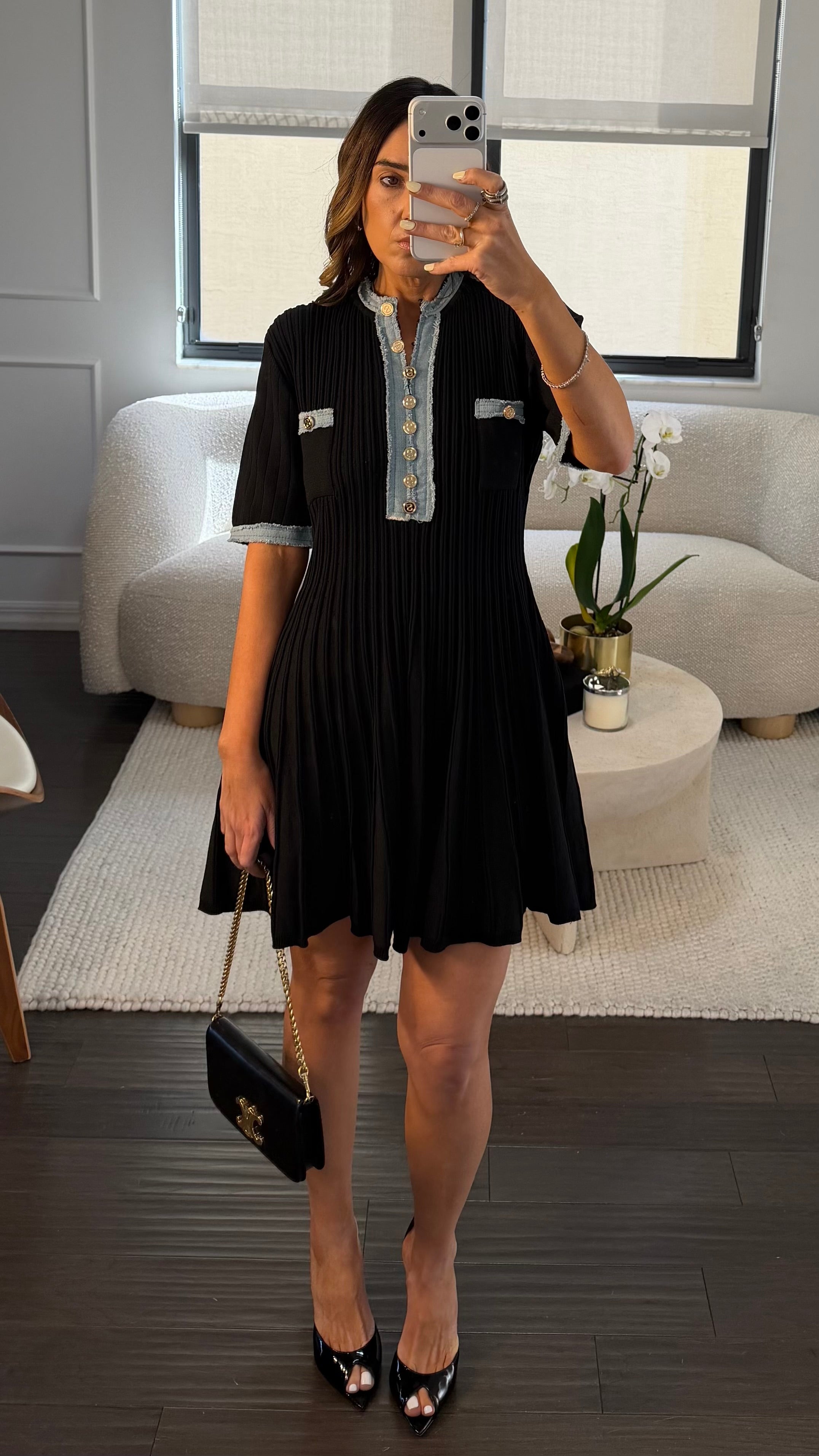 NOIR DUAL PLEAT DRESS