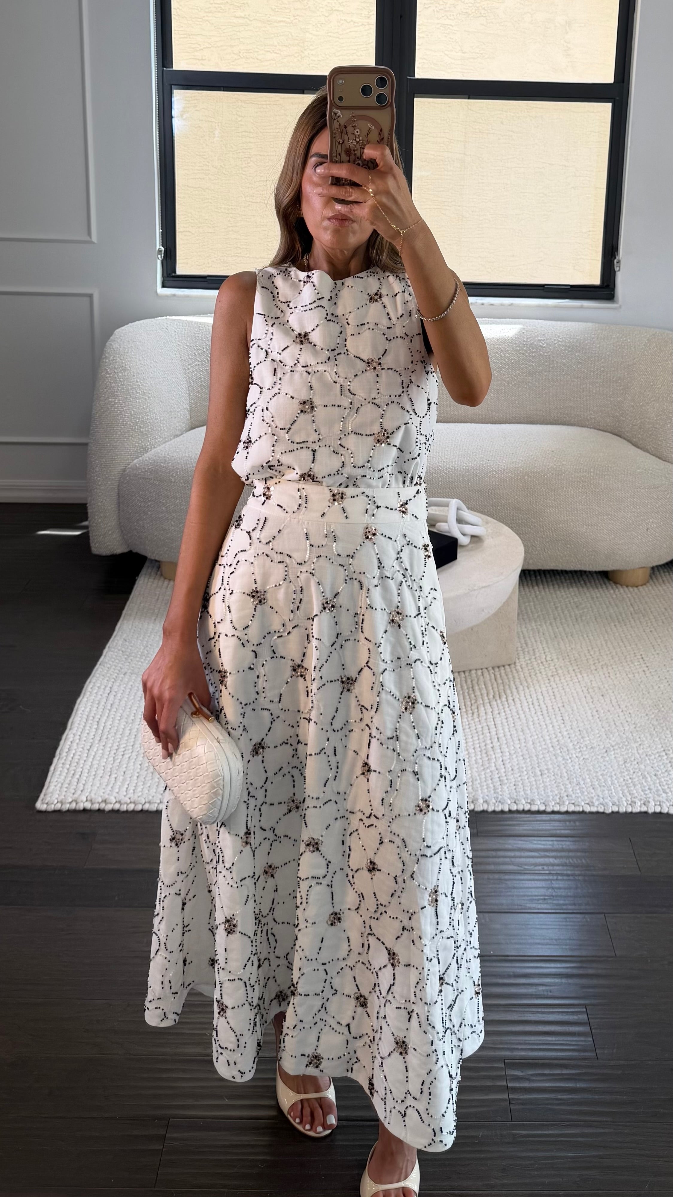 CRYSTAL FLORAL MIDI SKIRT SET