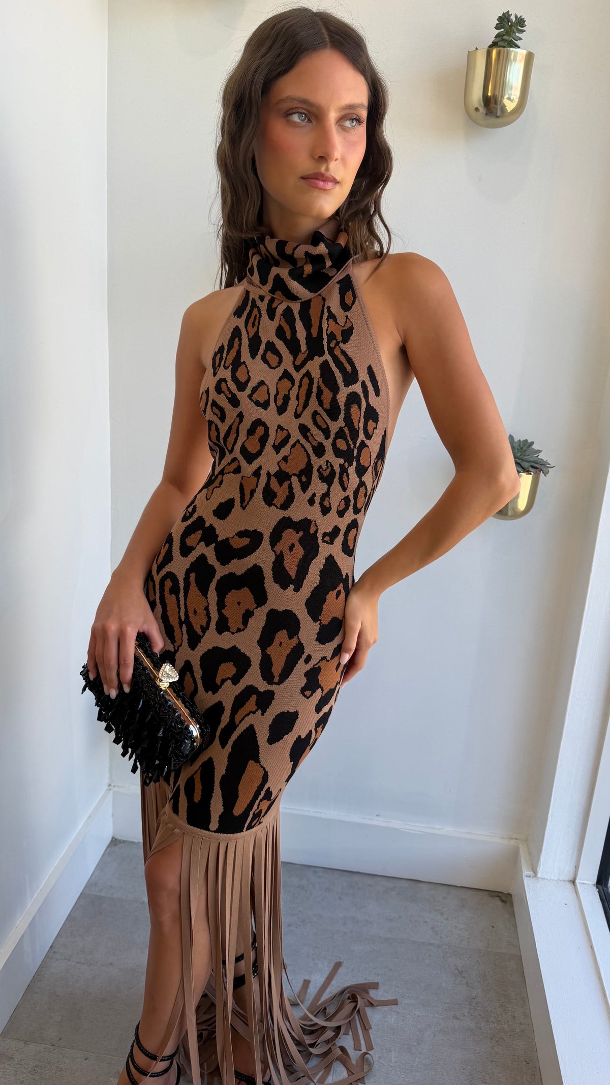 CHEETAH FRINGE DRESS