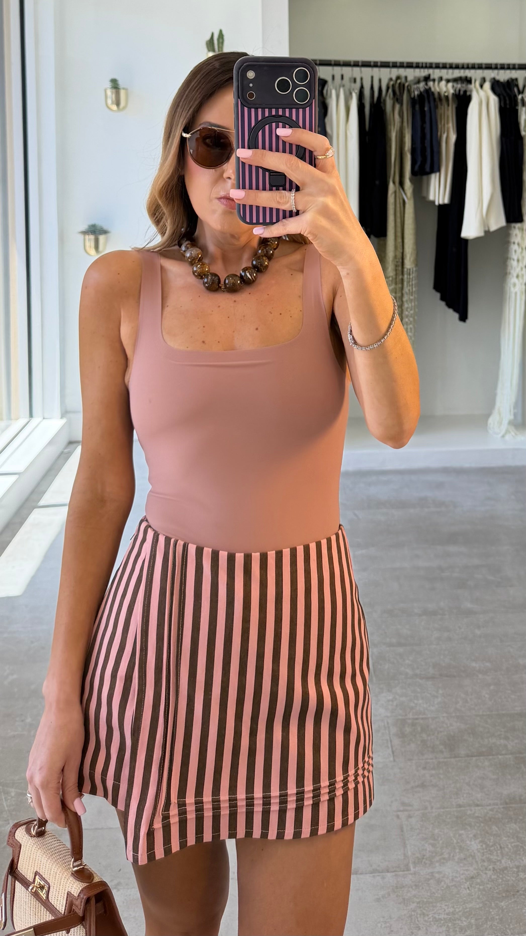 PINK STRIPE EDIT SKORT
