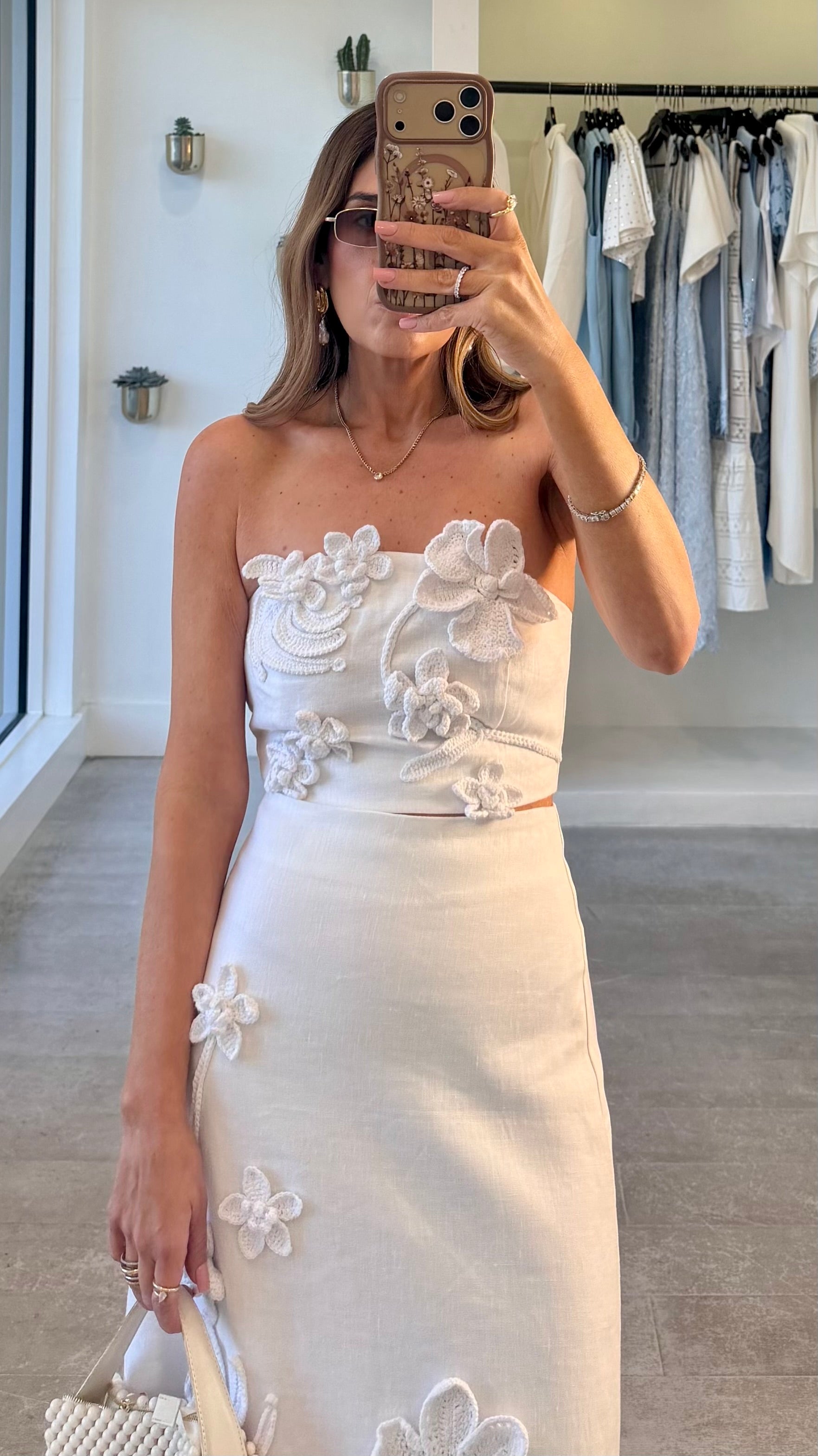 LINEN CROCHET MIDI SET