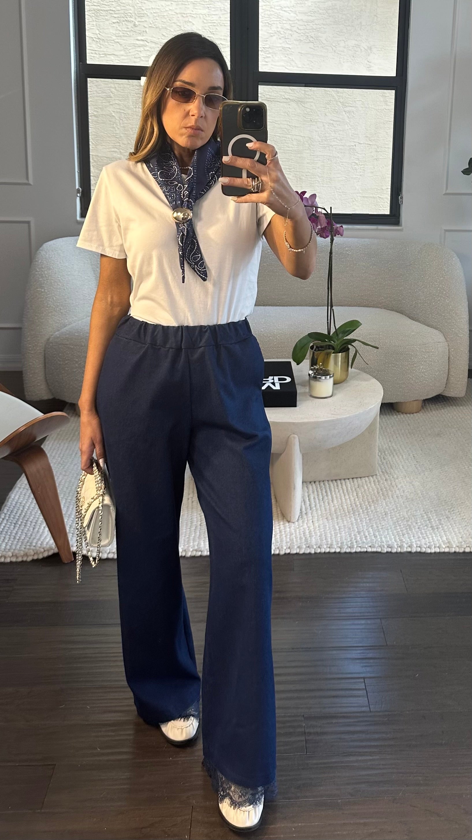 BLUE LINEN BANDANA SET