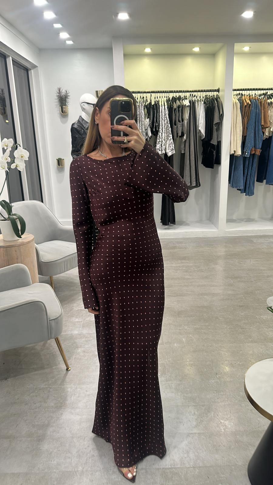 BURGY POLKA SILK MAXI