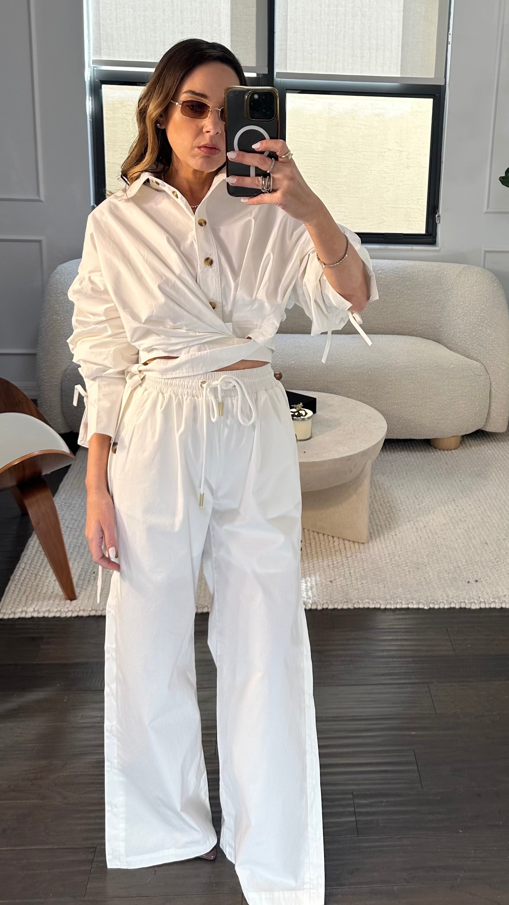 WHITE UTILITY PANT SET