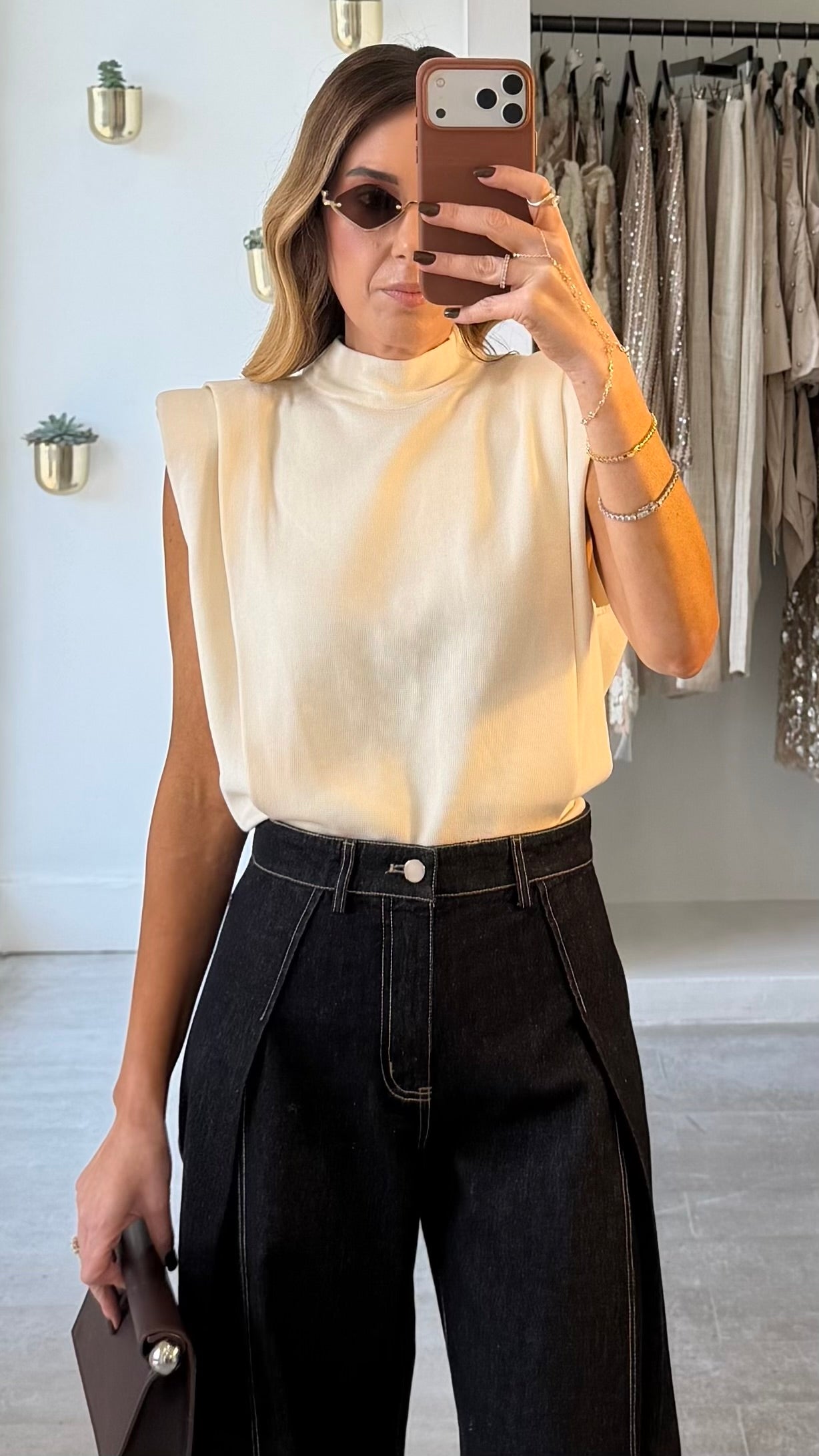 BEIGE PUFF TOP