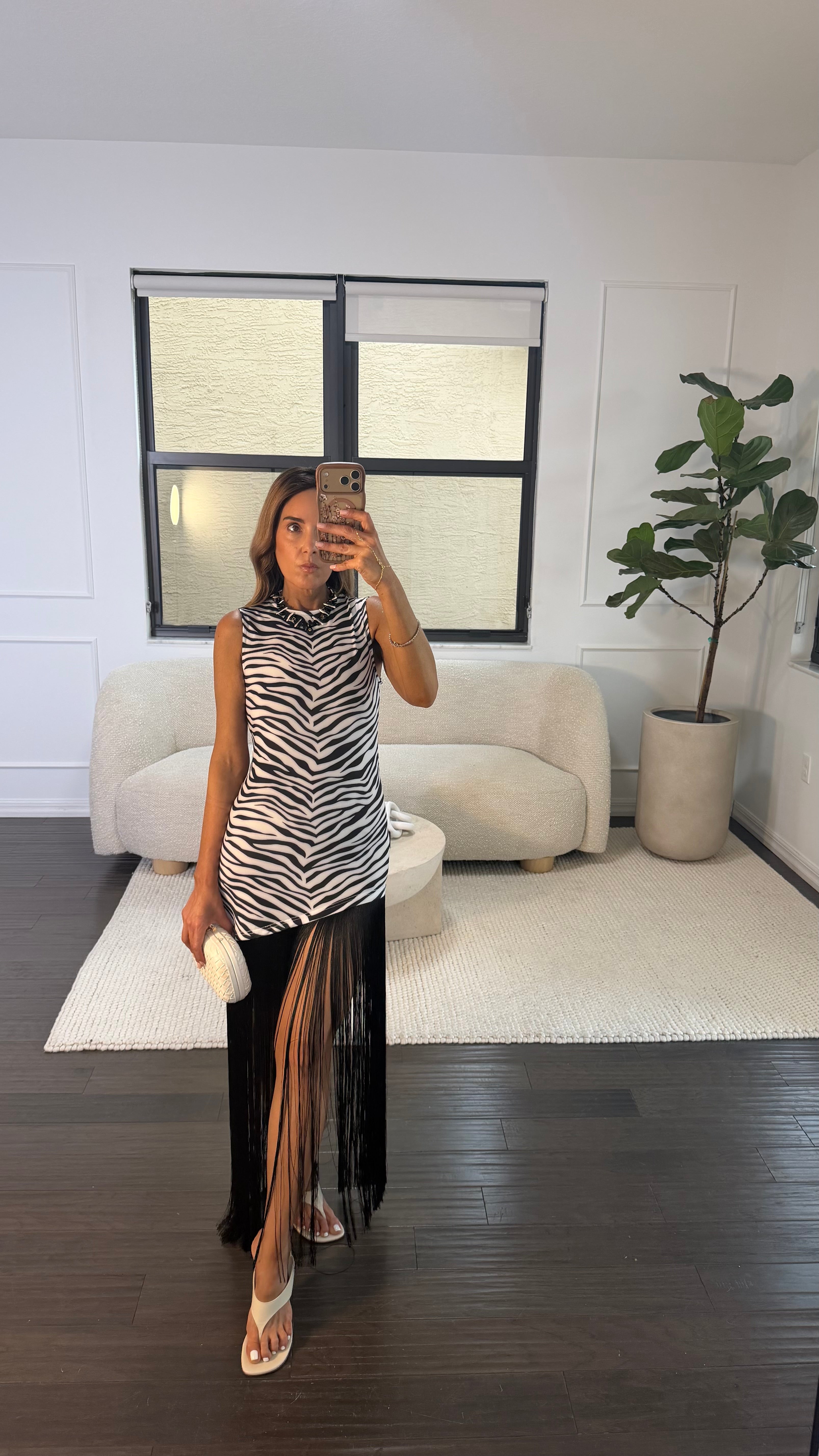 ZEBRA FRINGE DRESS