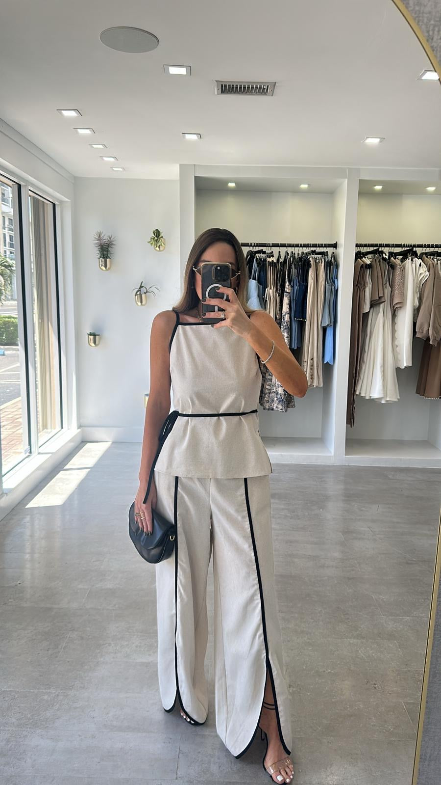 TWO TONE LINEN SET