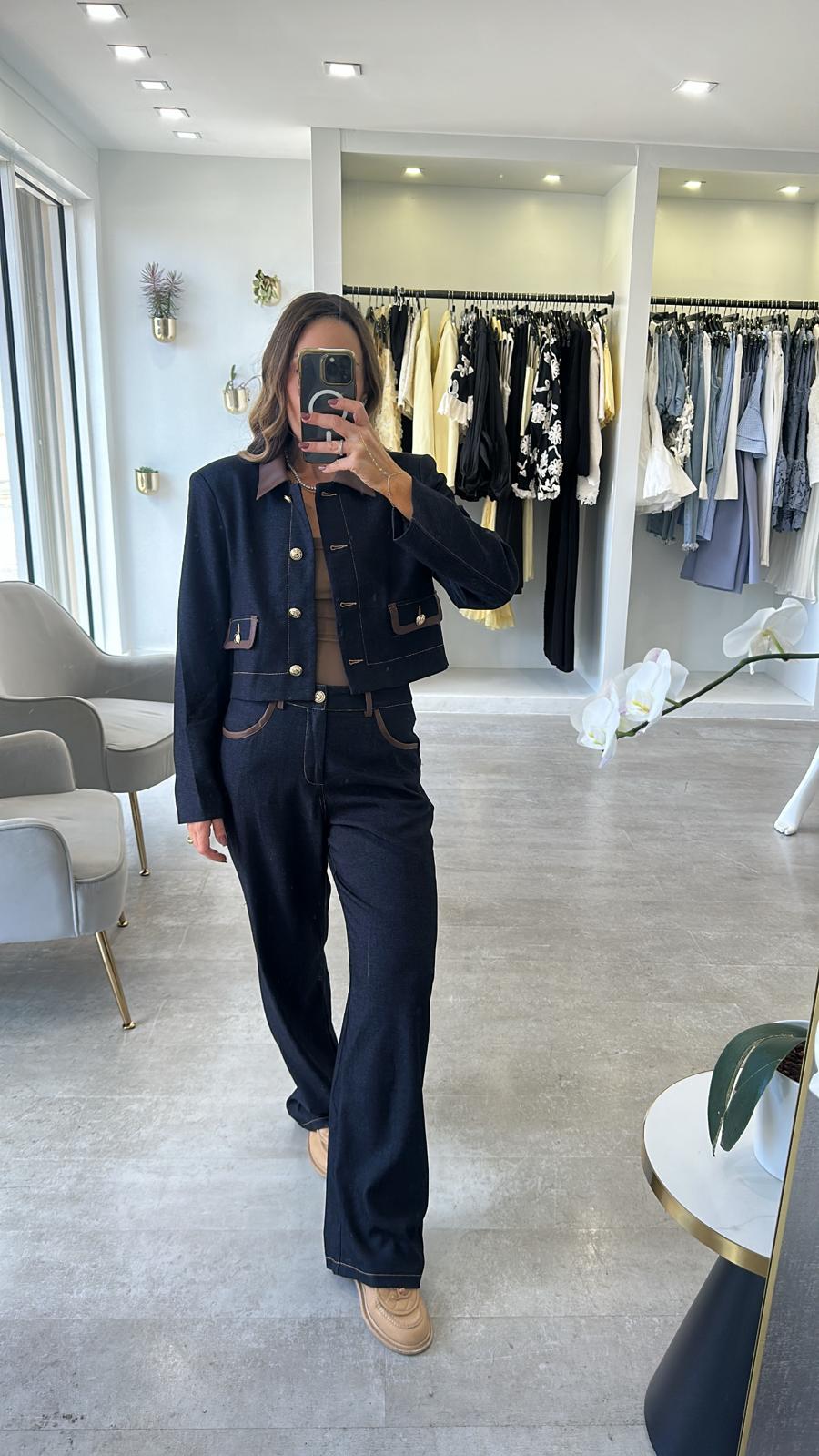 DENIM BROWN LEATHER SET