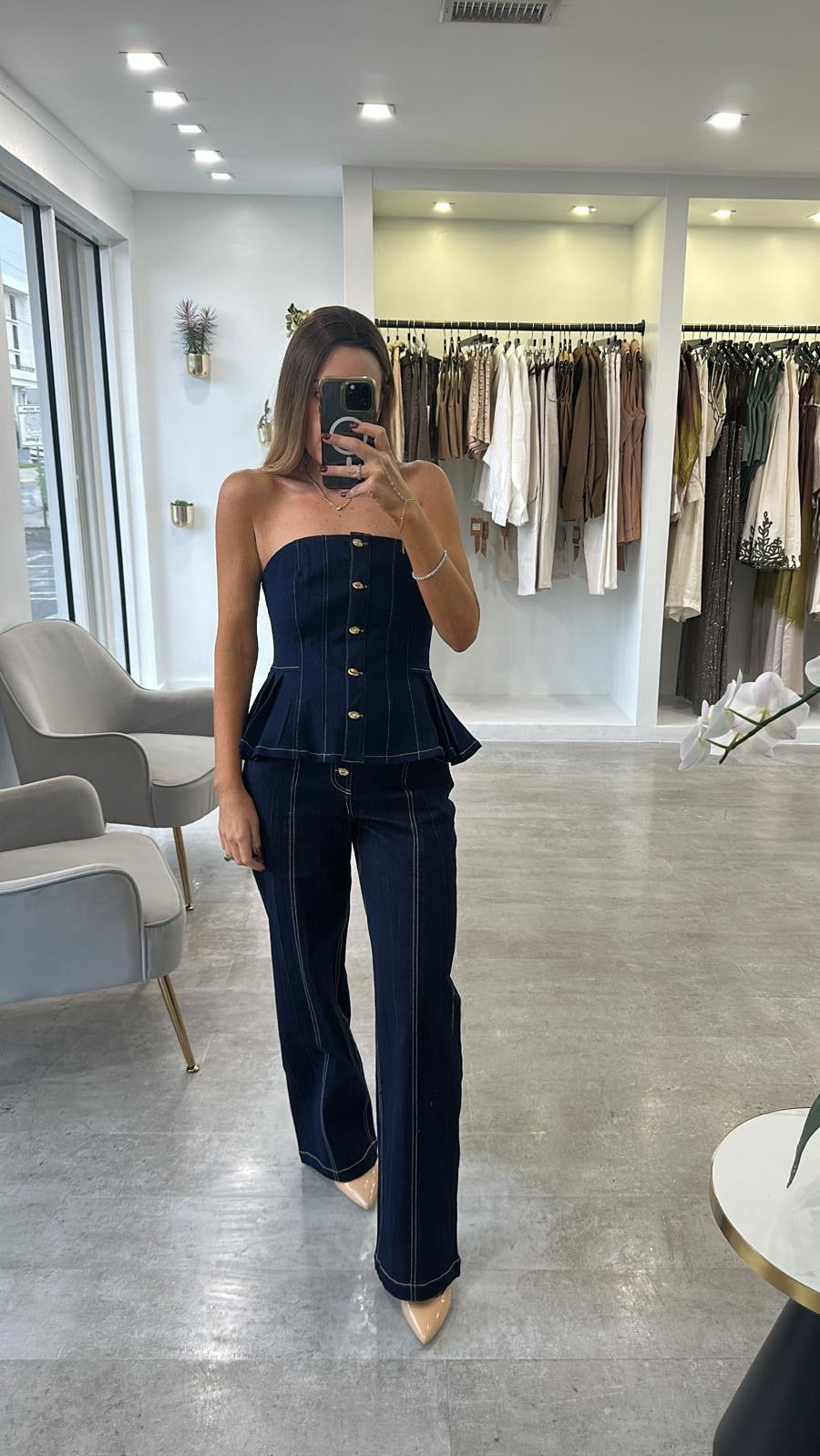 PEPLUM DENIM SET
