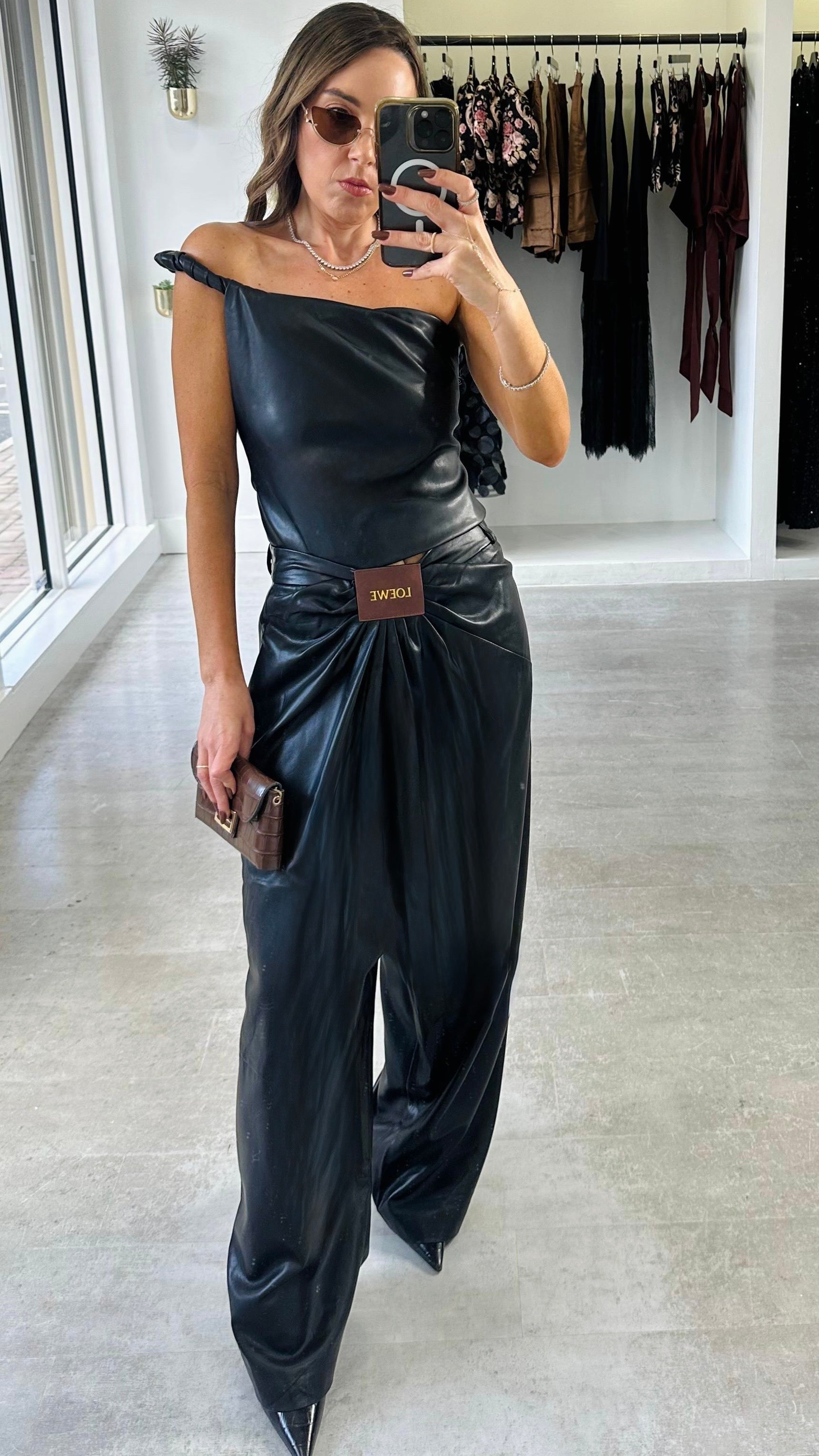 LEATHER DRAPE PANTS