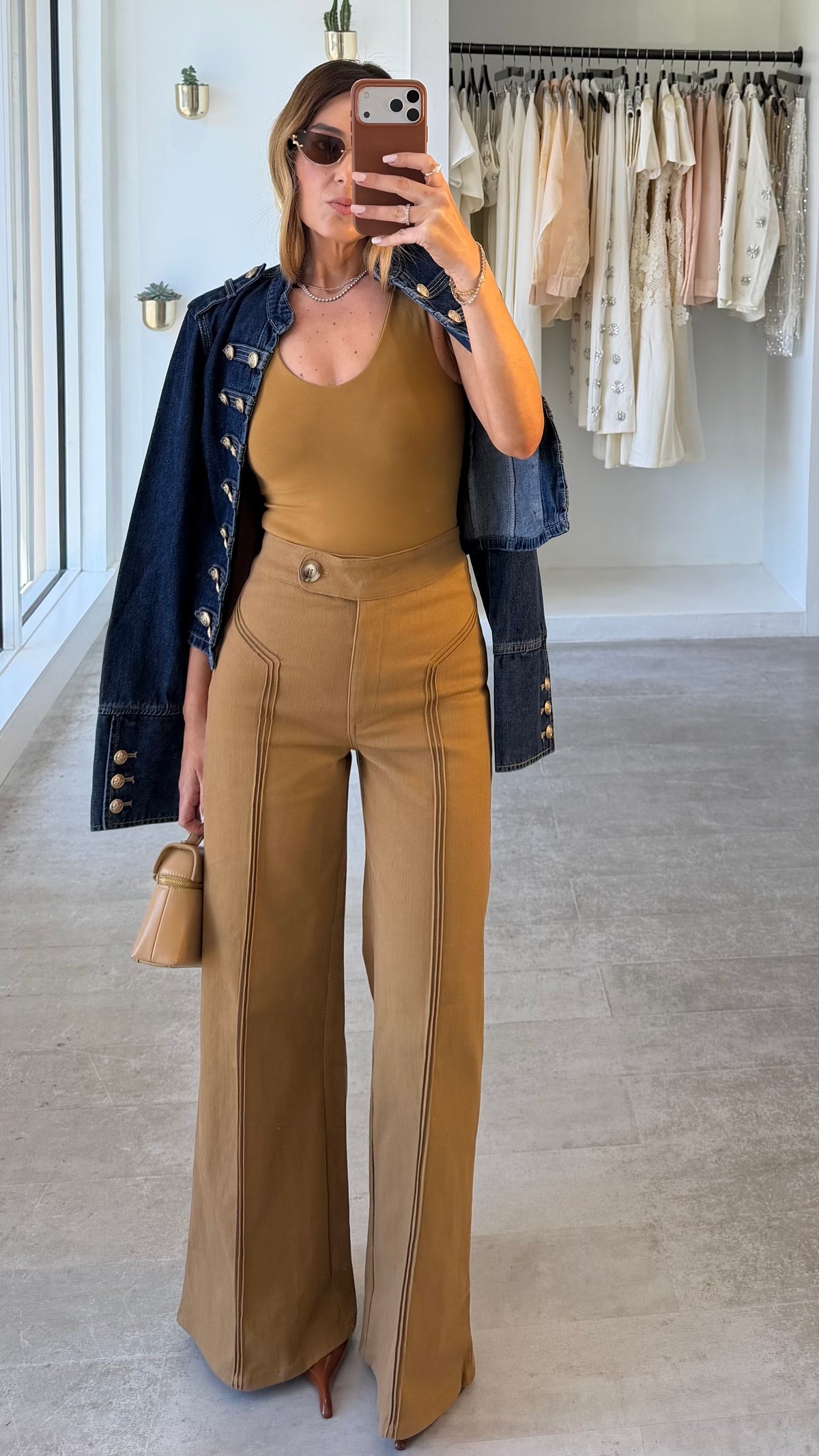 KHAKI DENIM TROUSERS