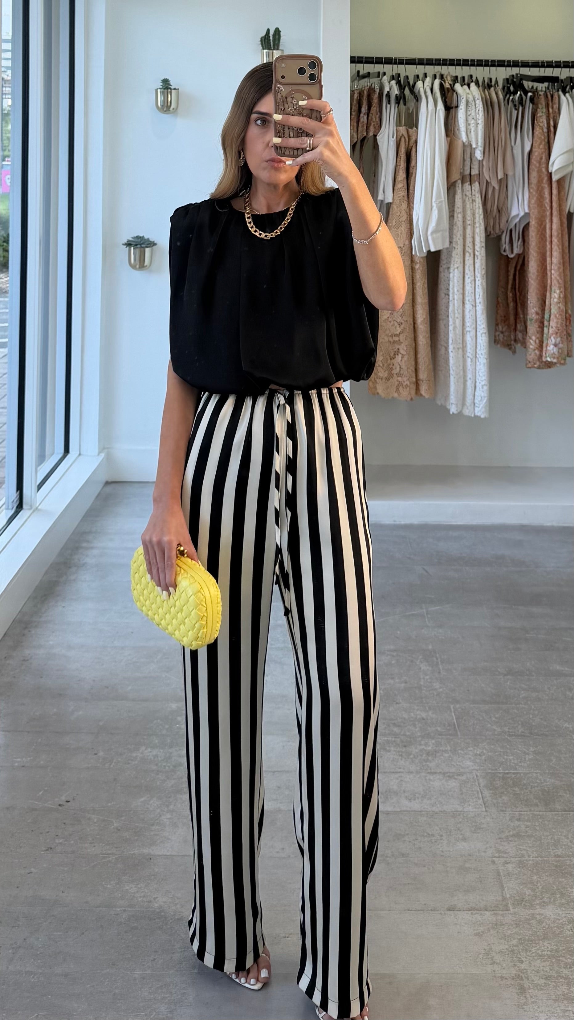 STRIPED DRAWSTRING TROUSERS