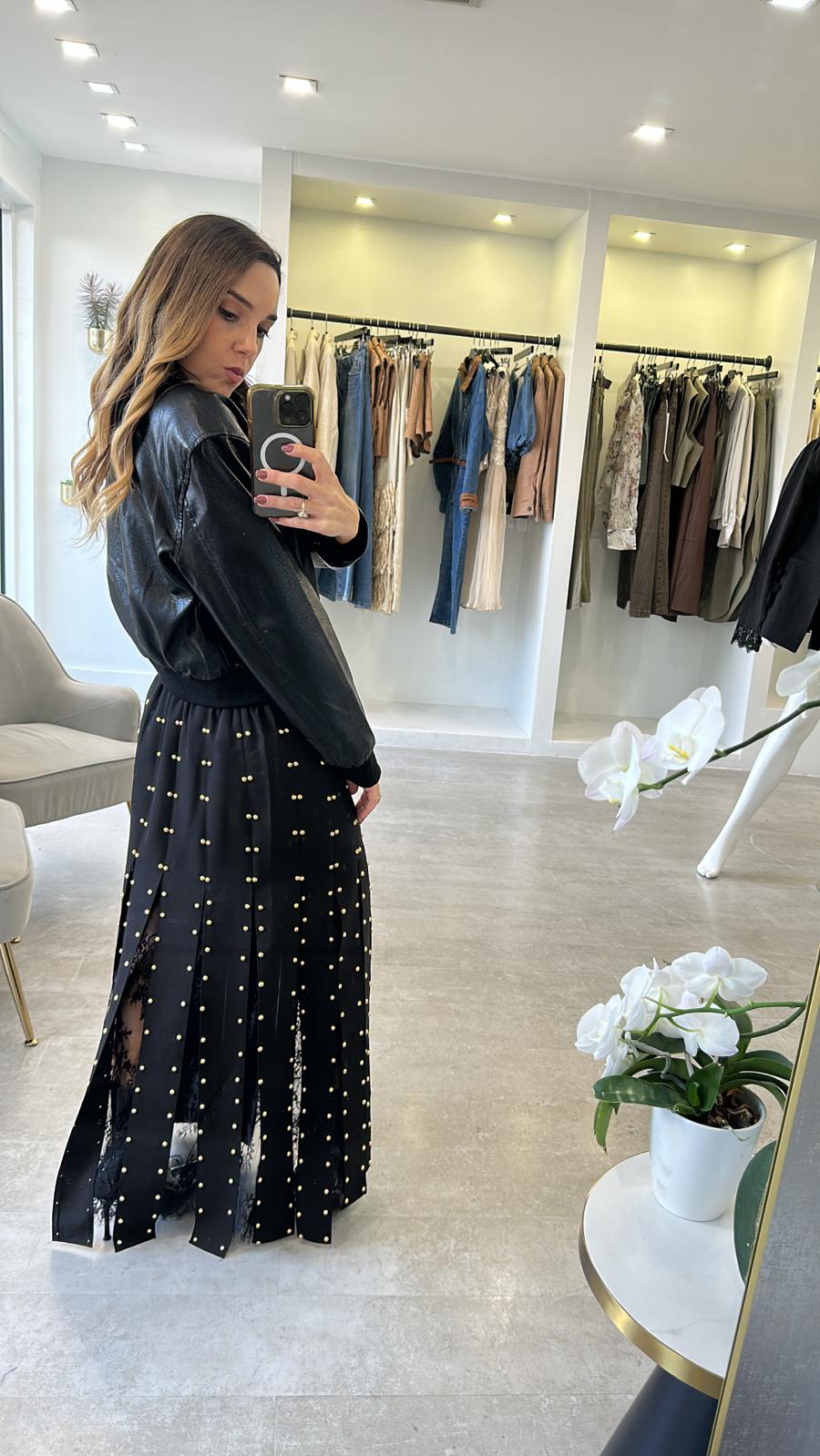 BLACK FRINGE SKIRT