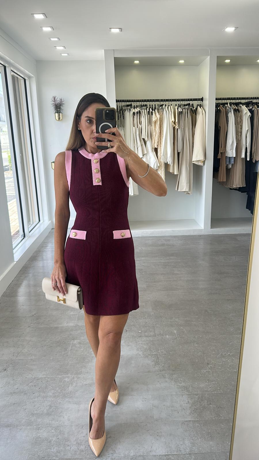 RASBERRY CONTRAST DRESS
