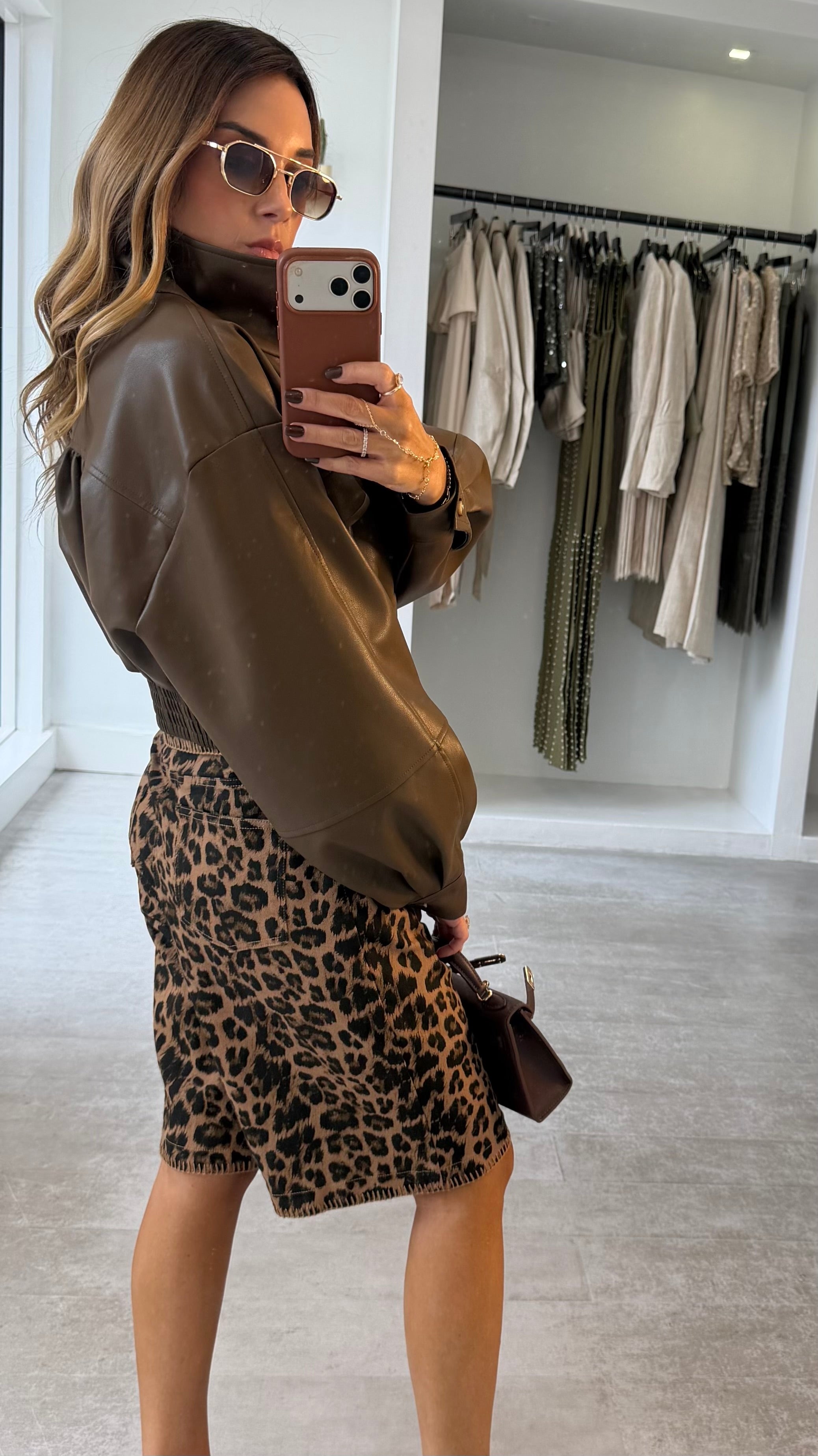 LUX BROWN VEGAN BOMBER
