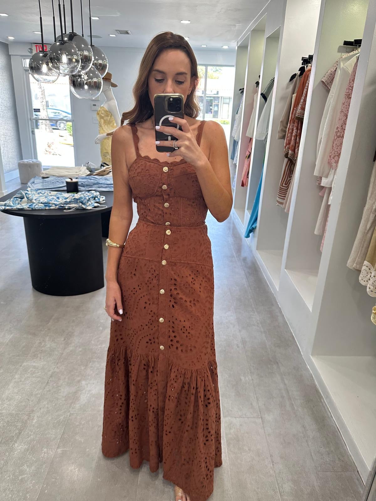 BROWN CORSET MAXI SET
