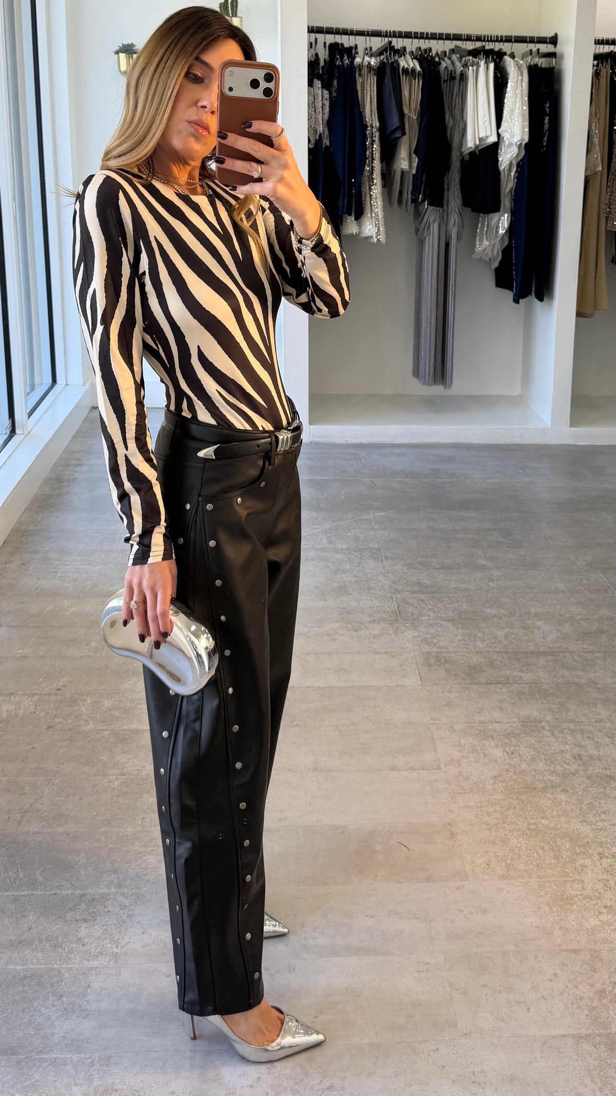 STUDDED LEATHER PANTS